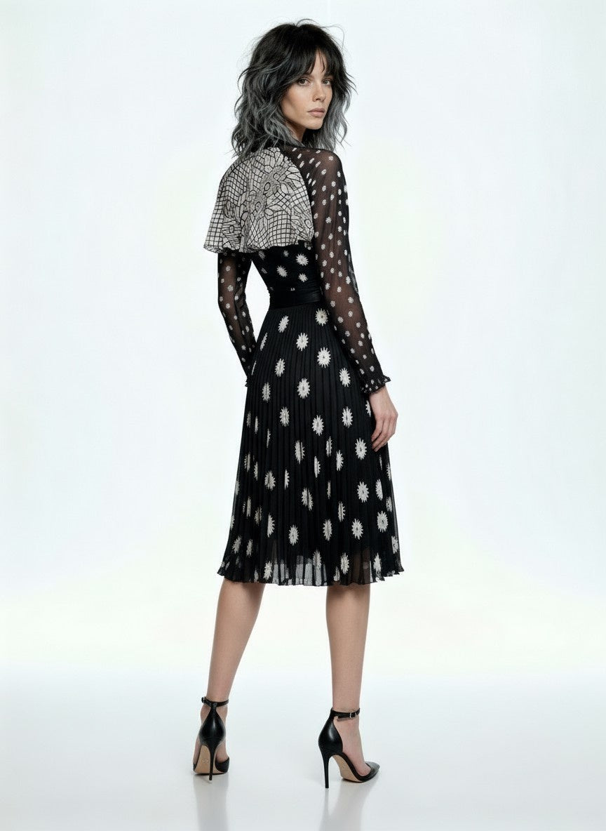 Celia Birtwell For Topshop Vintage Black & Floral Wrap Dress UK 8 - 10