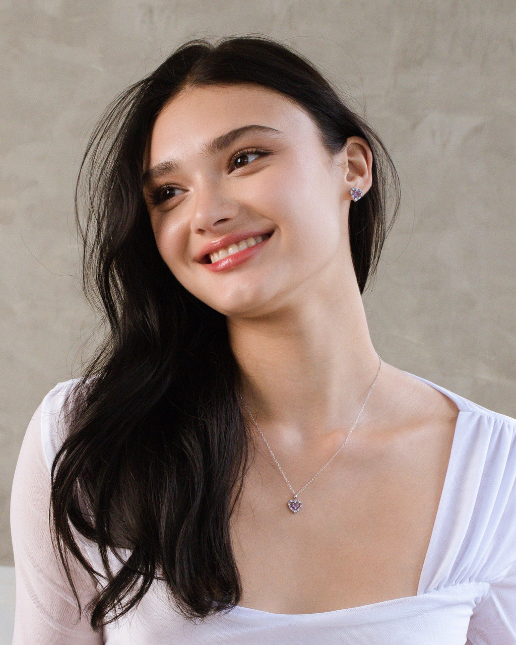 Purple Heart Lavender Amethyst Stud Earrings in Sterling Silver