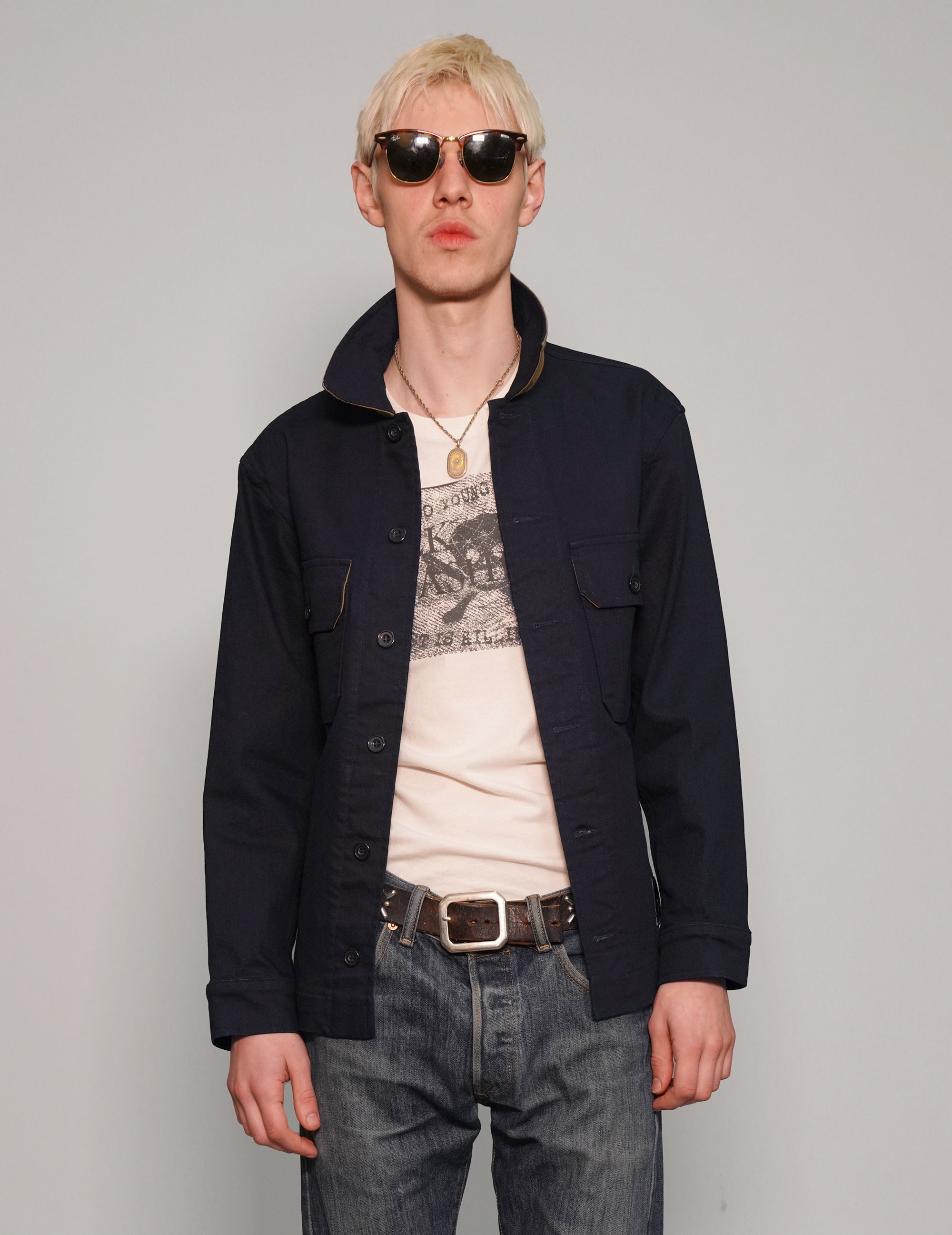 Cotton Workshirt in Navy Blue