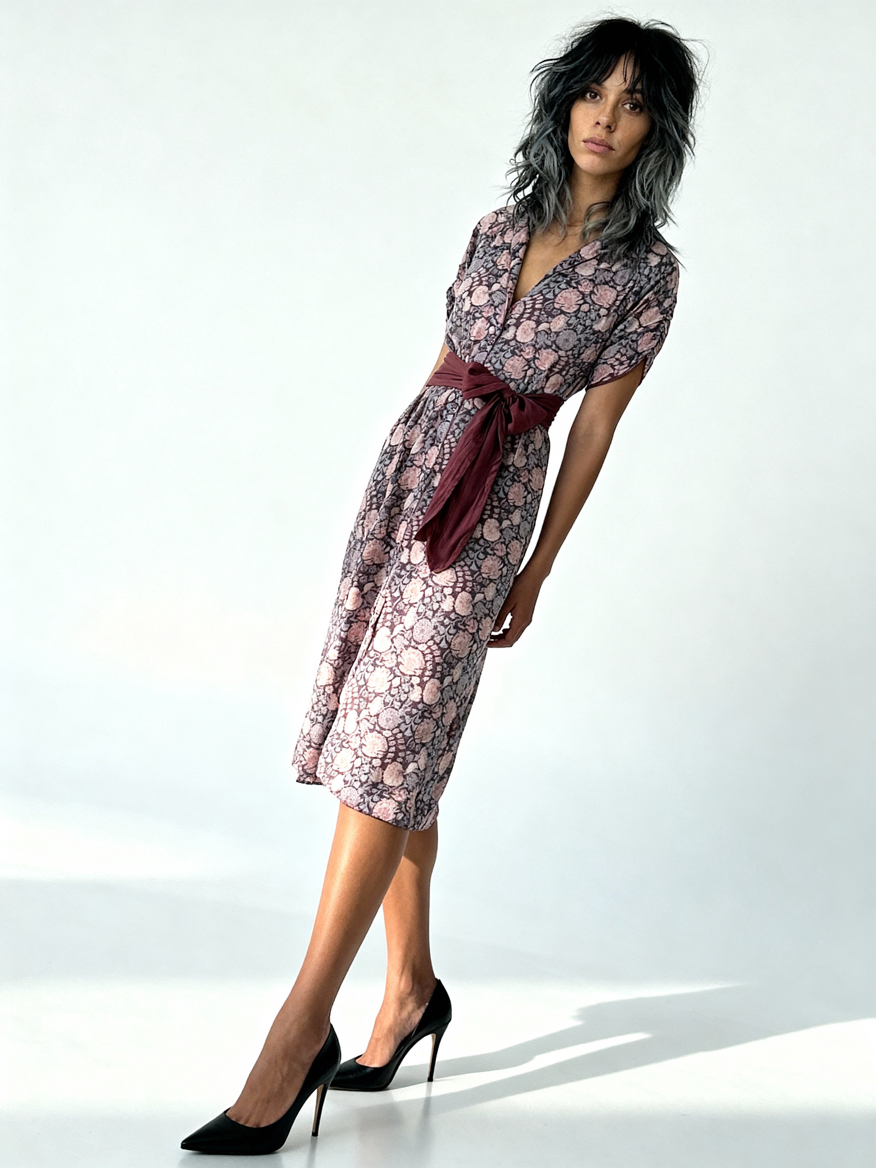 Original Late 1970's Vintage Anokhi Indian Cotton Floral Print Dress UK 8 - 12