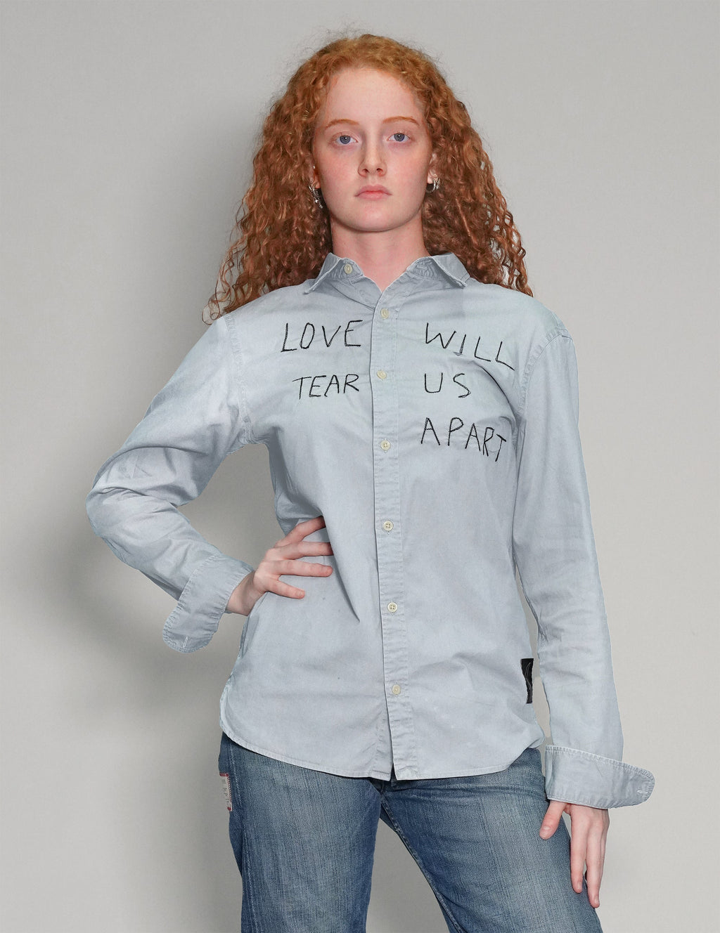 'Love Will Tear Us Apart' Light Blue Shirt