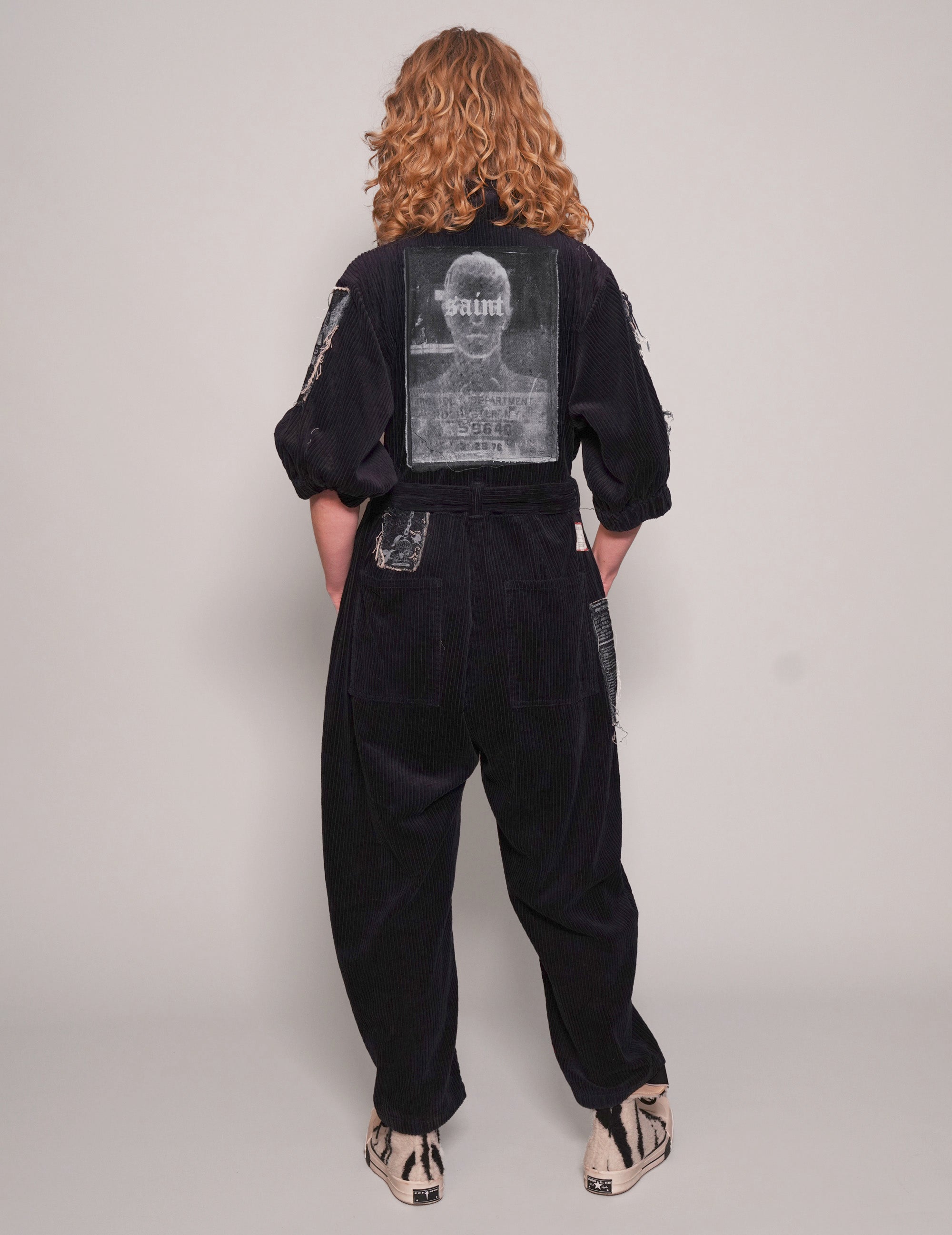 Navy Corduroy Patch Jumpsuit