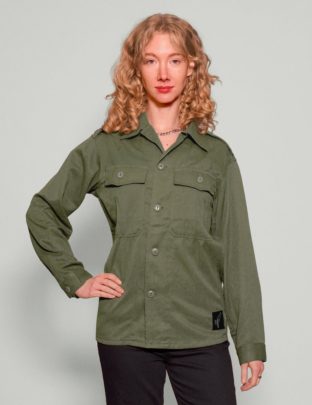 Party Back Shirt - Gold Sequin - Khaki