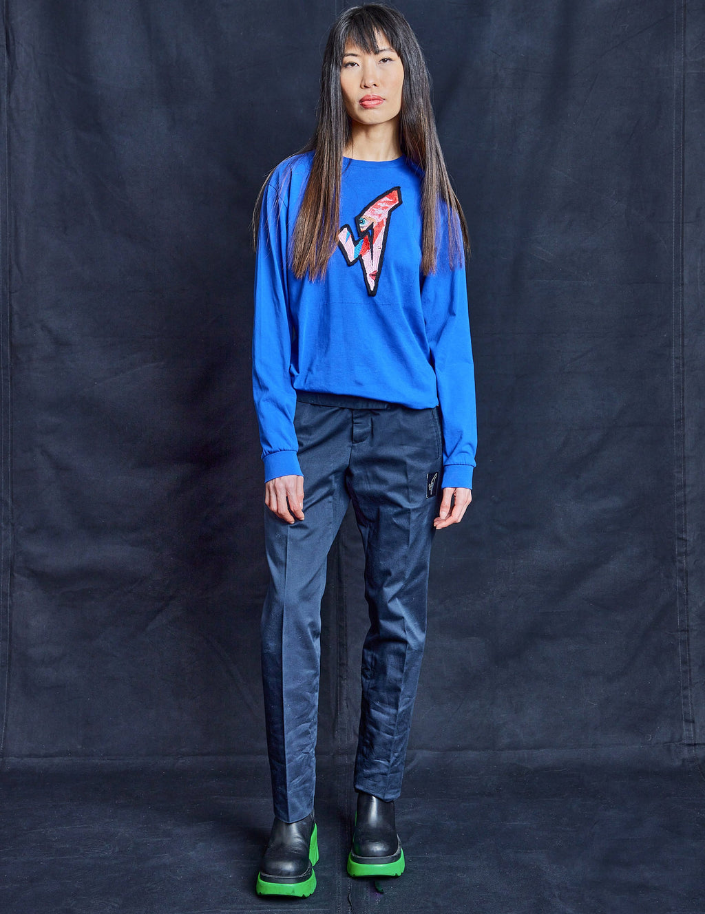 ST Aladdin Sane Long Sleeve Logo Tee in Blue