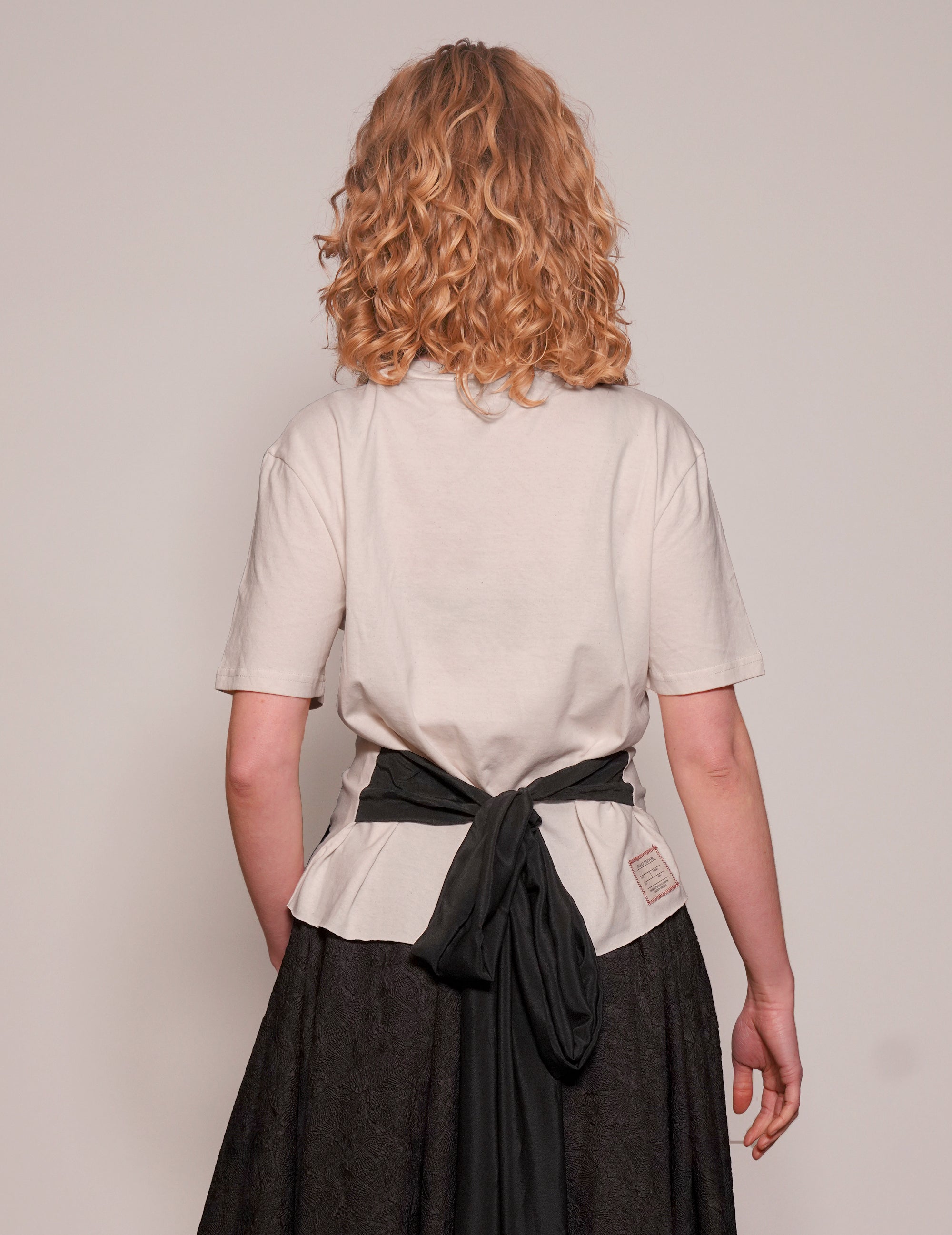 ST Silver Logo Tie-Tee in Ecru with Black Tie