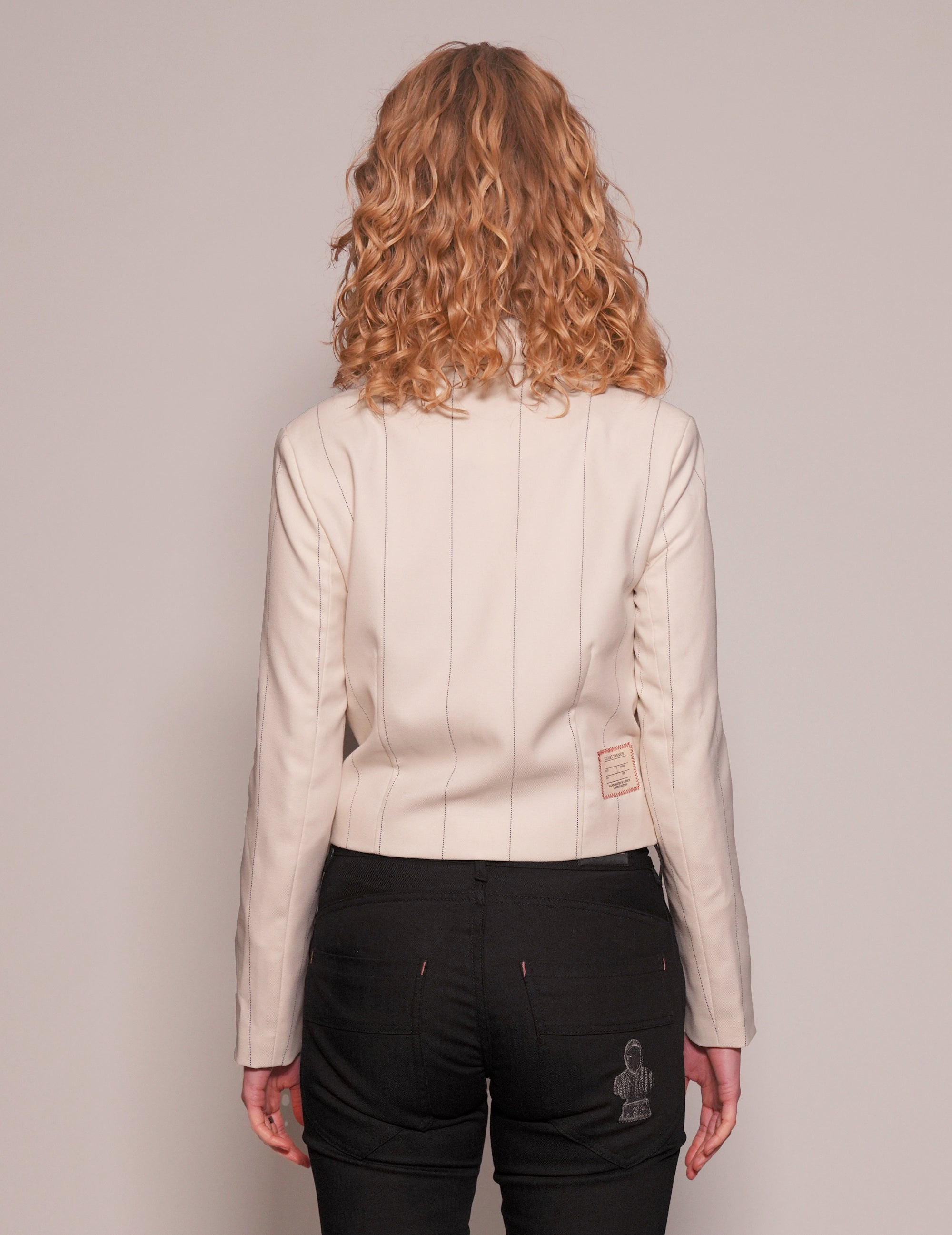 Cropped Blue Pin Striped Blazer