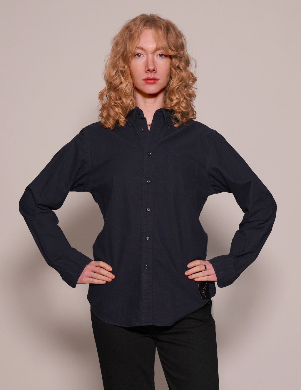 Party Back Shirt - Gold Lines Sequin - Navy Cotton
