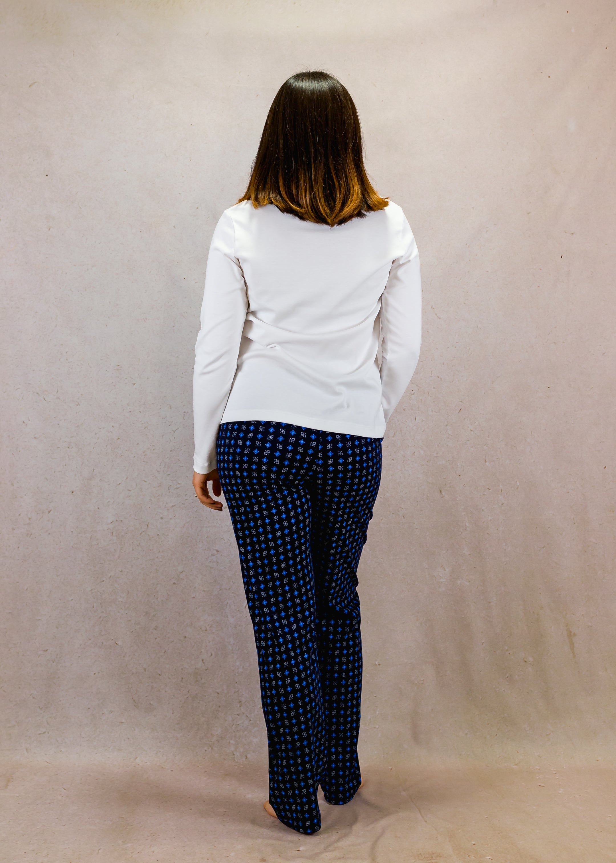 Blue & white top set with long-sleeves