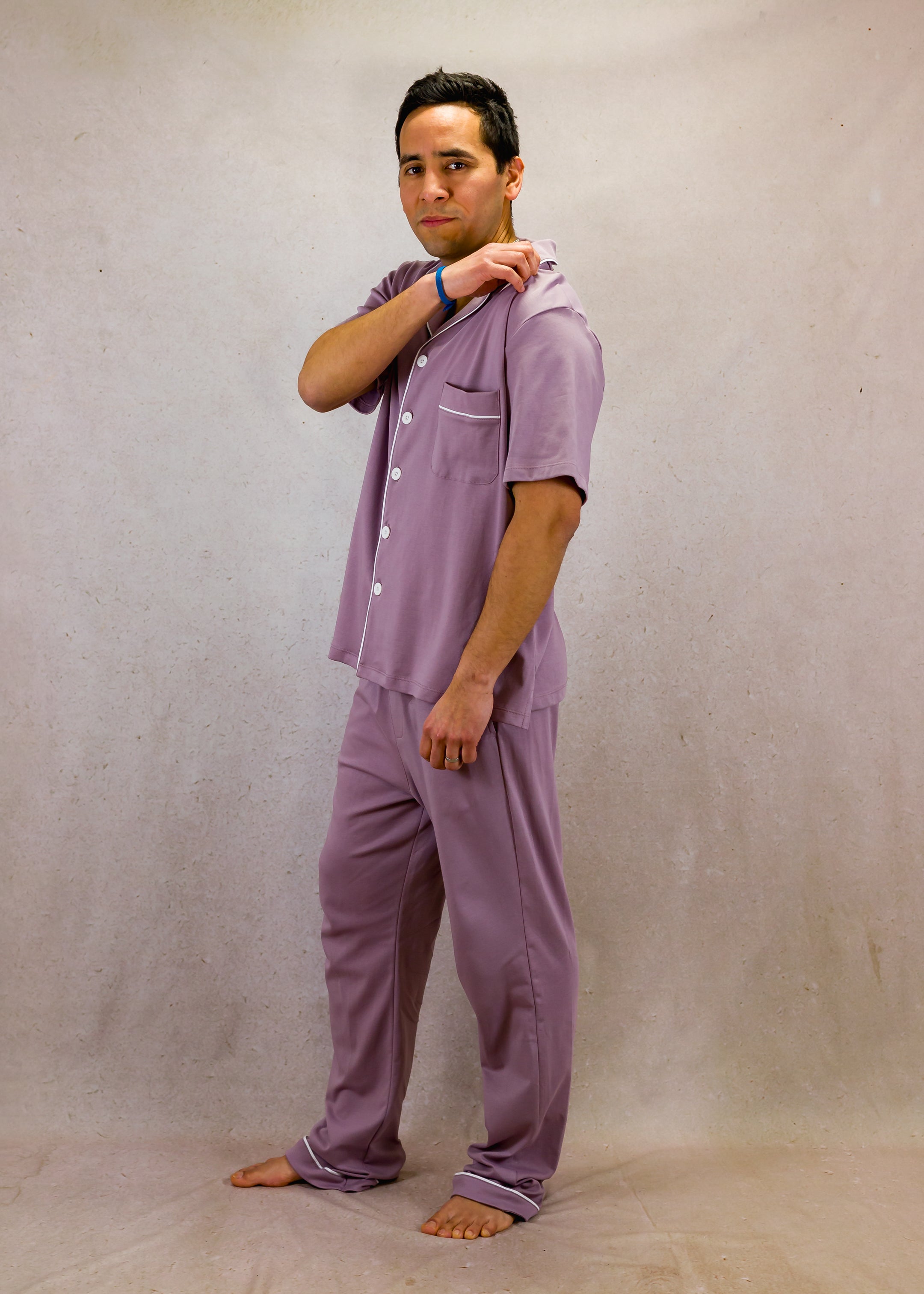 Pale purple set with short-sleeves and trouser