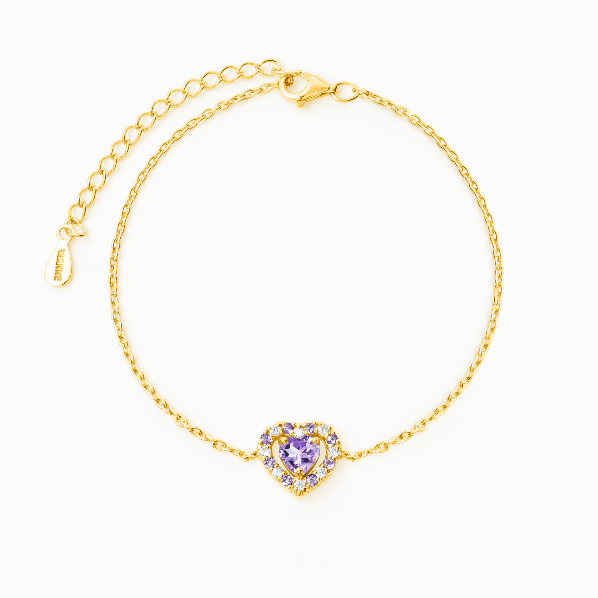 Purple Heart Lavender Amethyst Bracelet in 18k Gold Vermeil