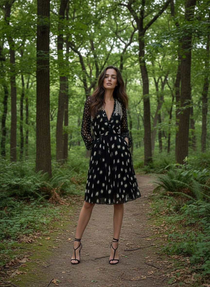 Celia Birtwell For Topshop Vintage Black & Floral Wrap Dress UK 8 - 10