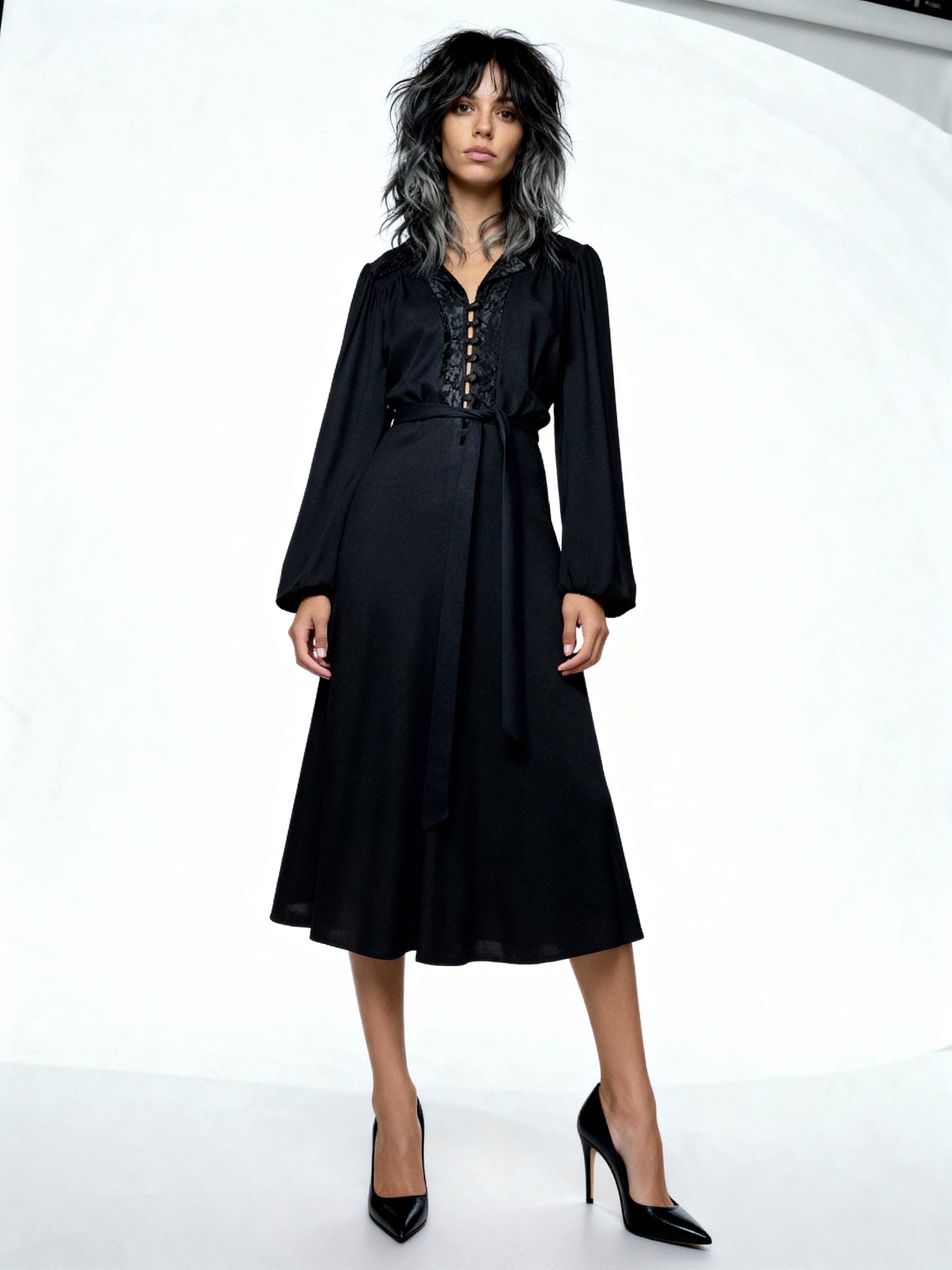 Rare Vintage 1970's Original Black dress designed by Ossie Clark UK 10 - 12