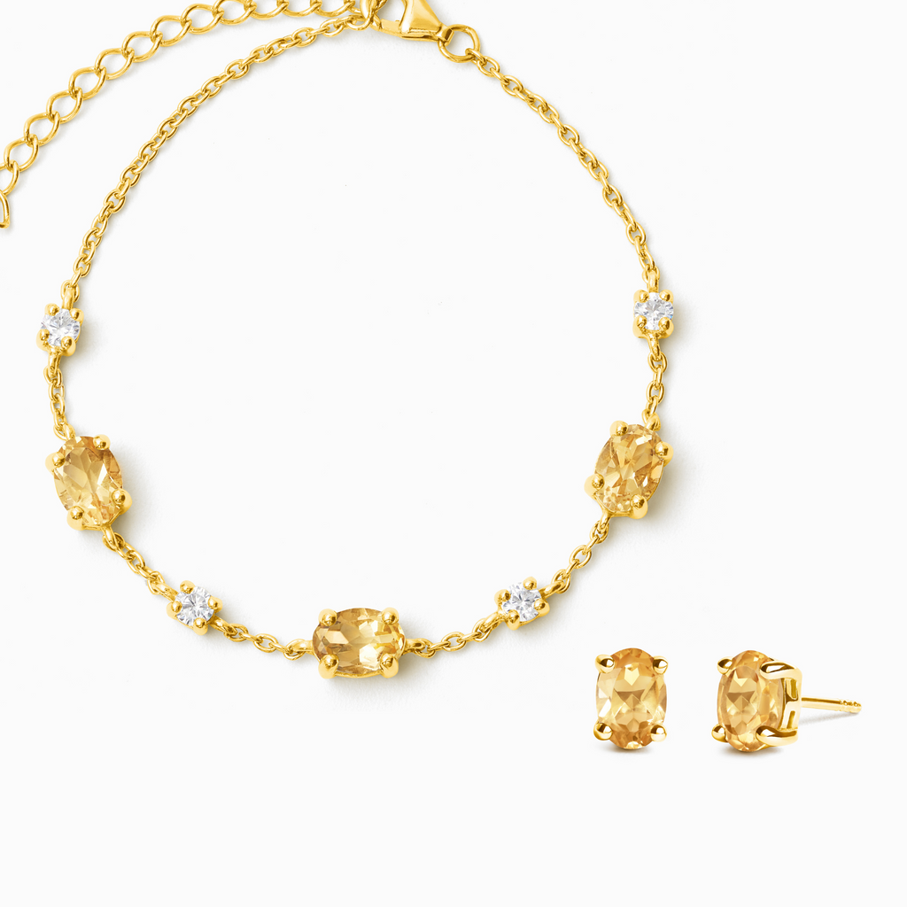 Mini Set 2 - Citrine Jewellery Set in 18k Gold Vermeil