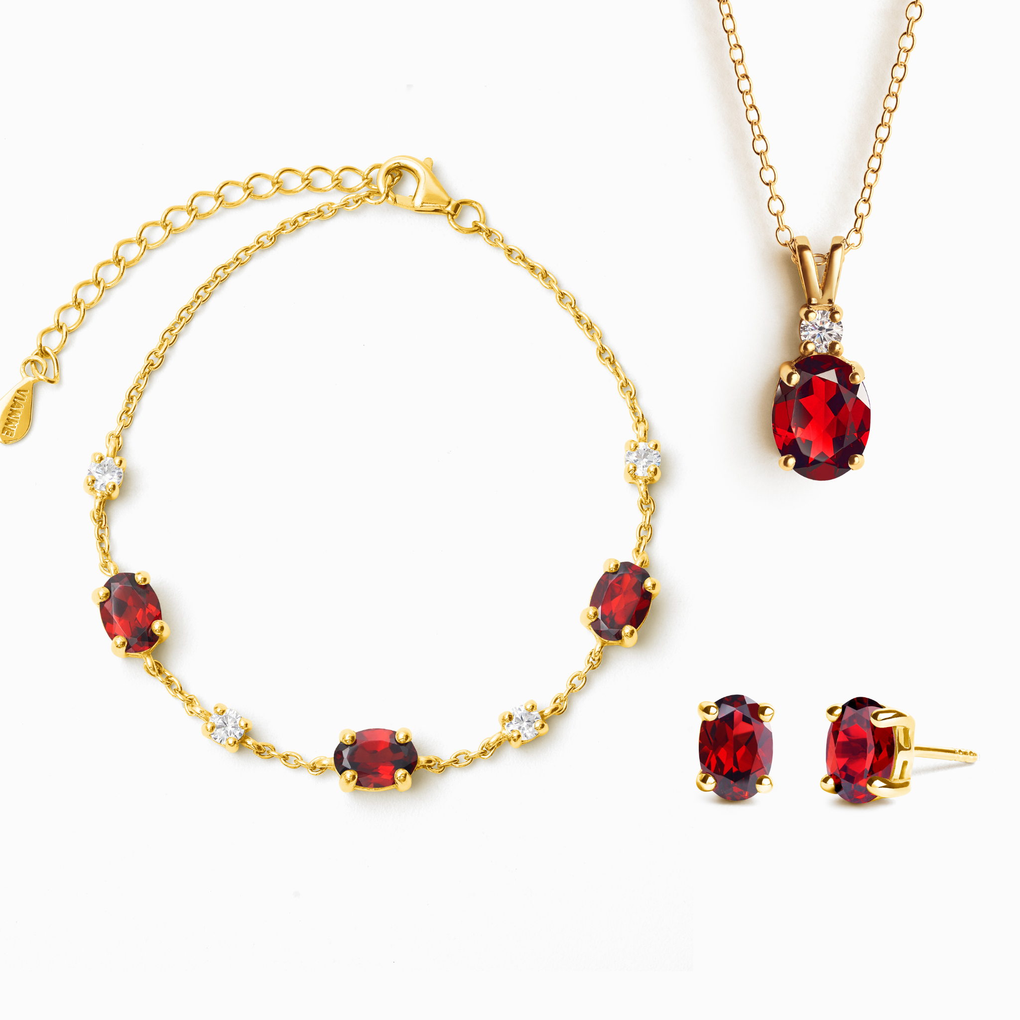 Essential Garnet Jewellery Set in 18k Gold Vermeil