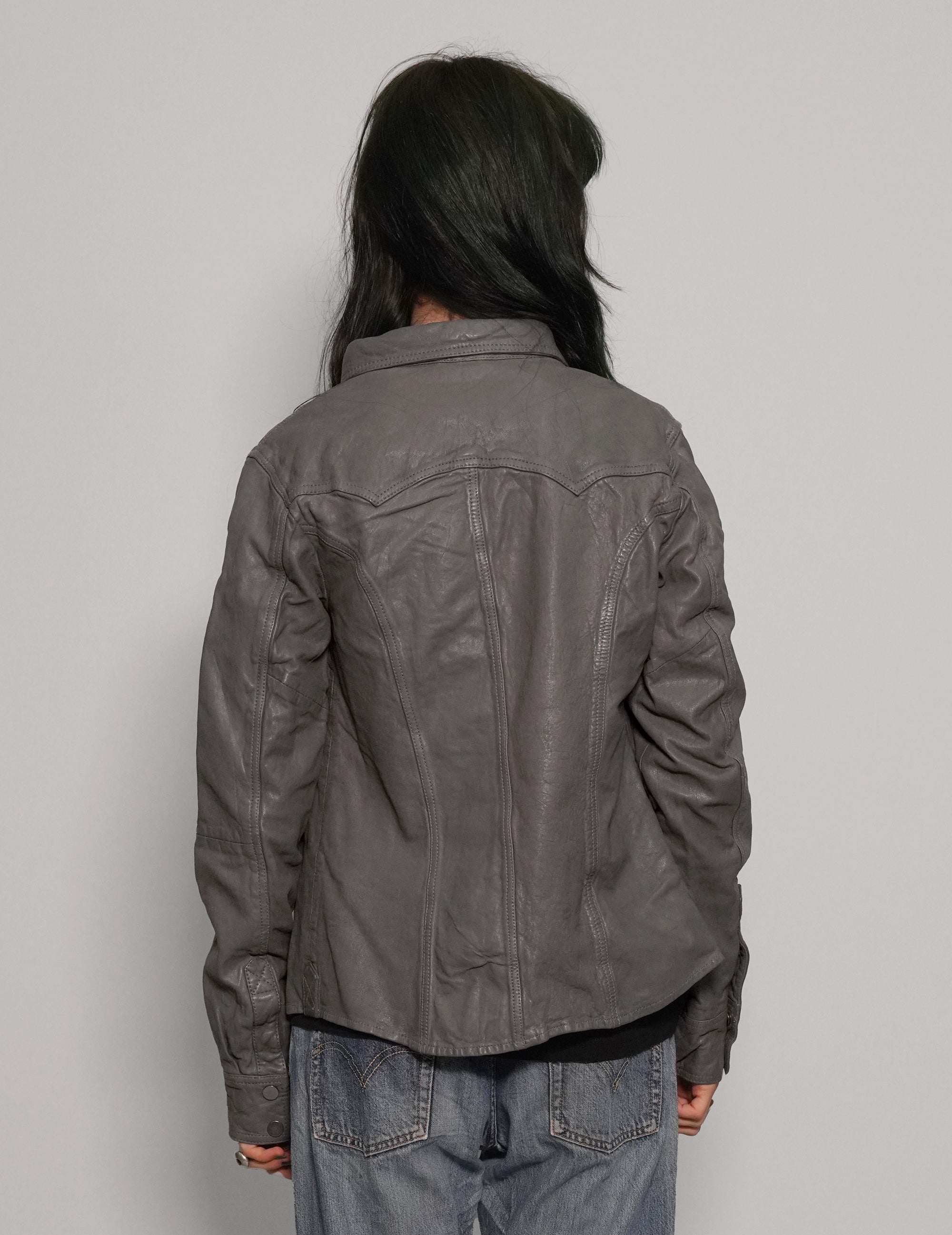 Immortal Leather Jacket in Grey