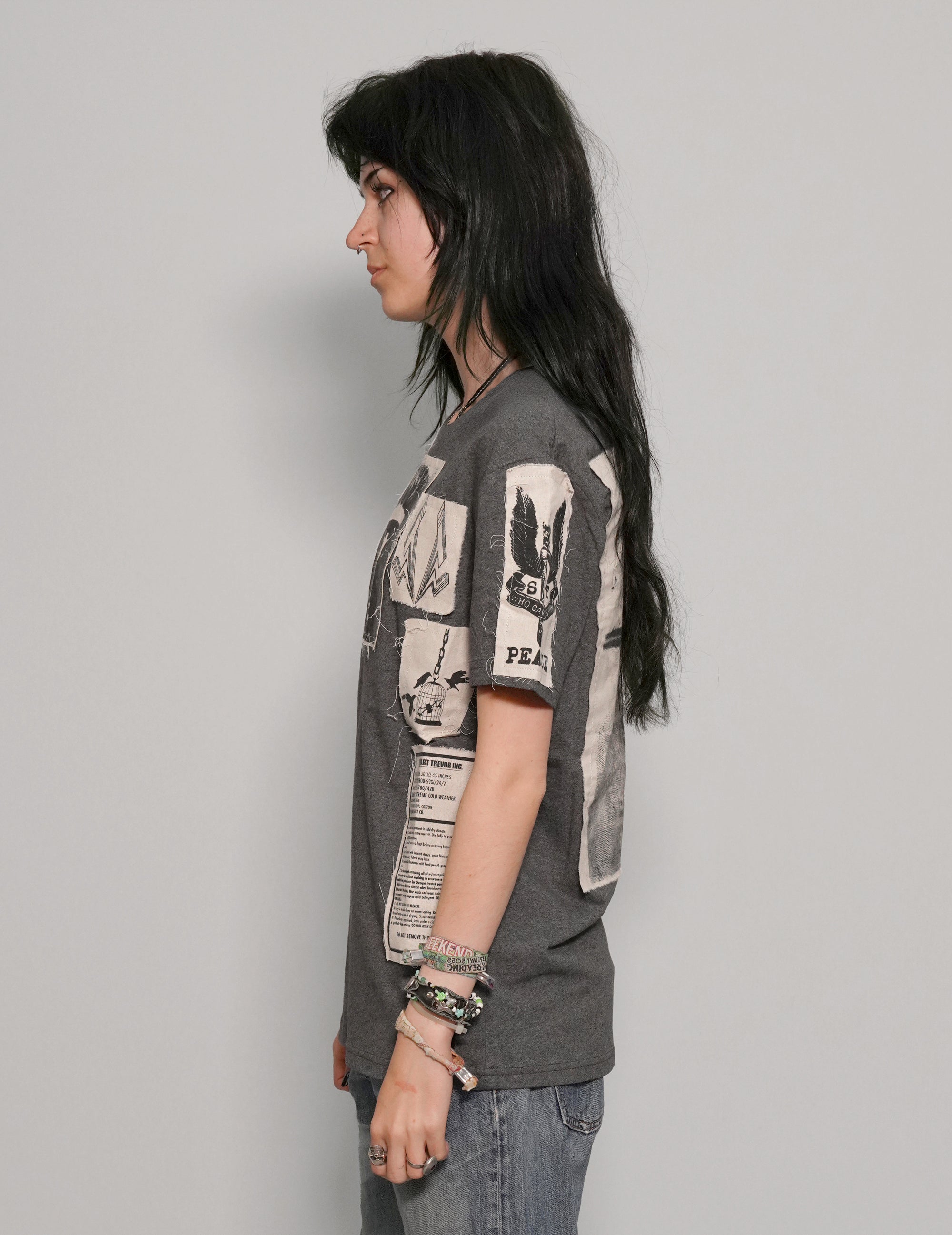 'Saint' Multipatch T-Shirt in Grey