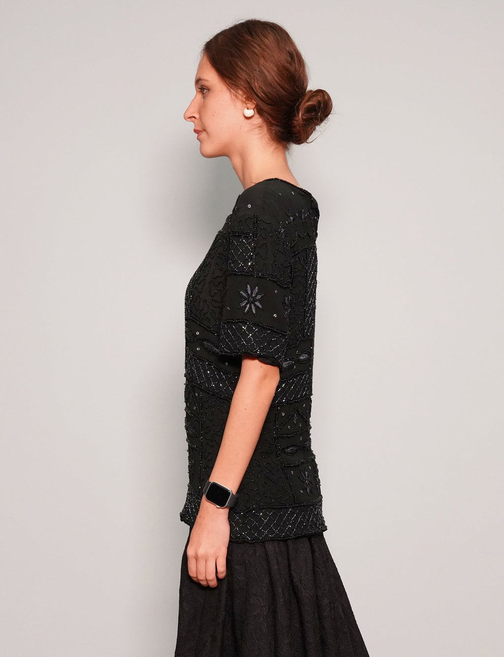 Vintage Black Sequinned Top
