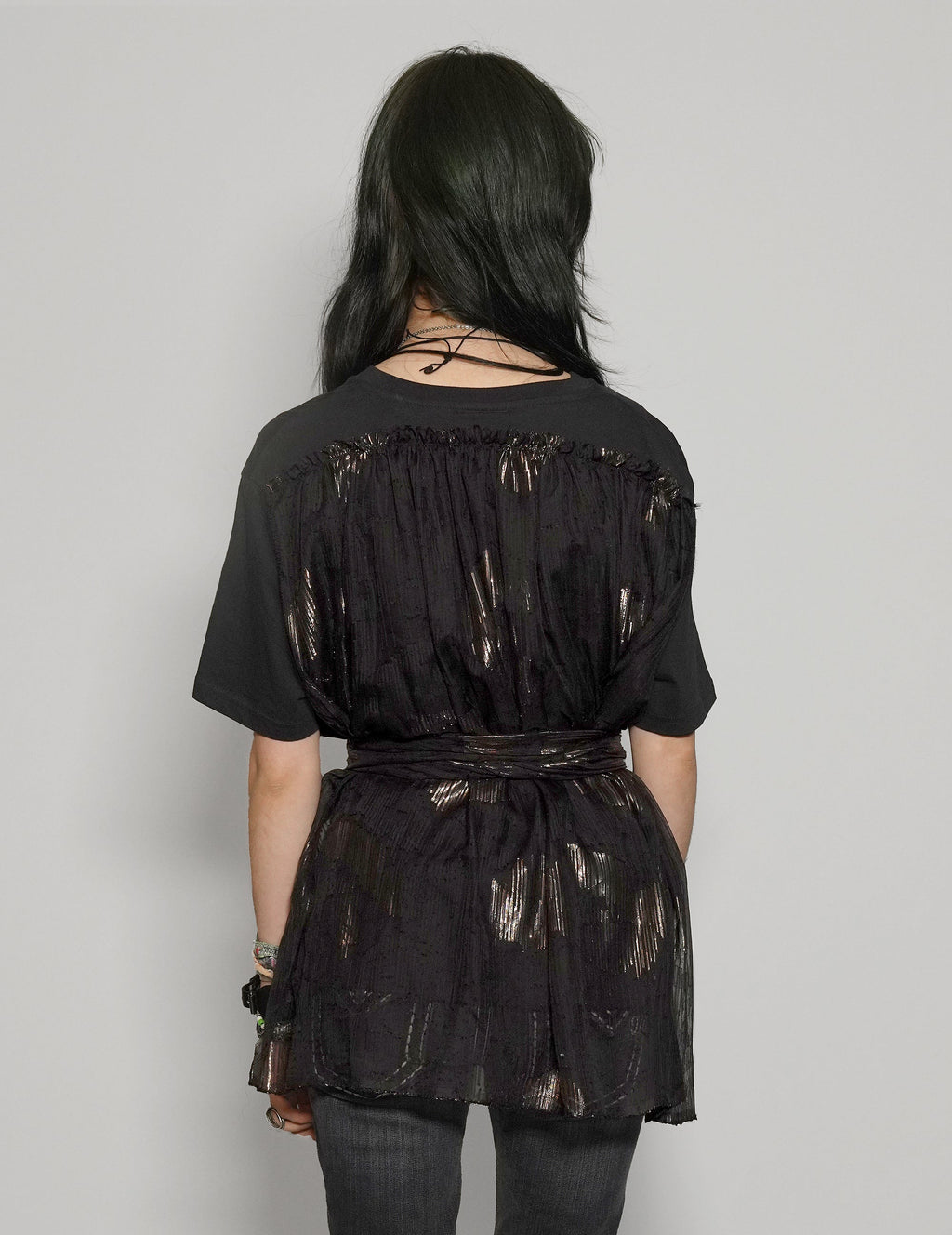 ST Lined Logo Party Back Tie-Tee - Black & Gold