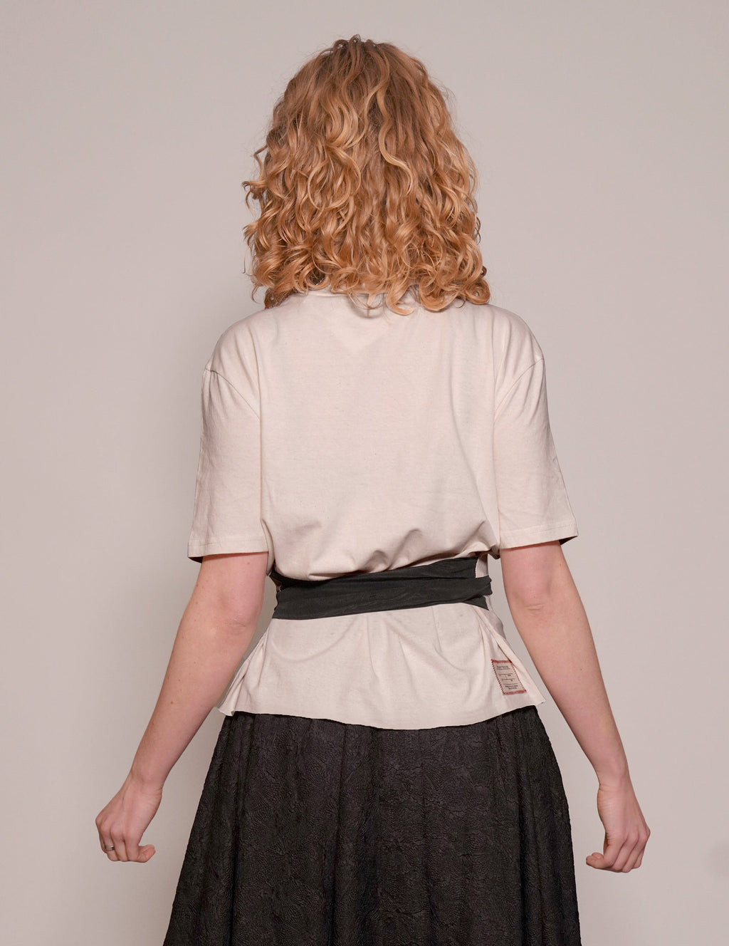 ST Silver Logo Tie-Tee in Ecru with Black Tie