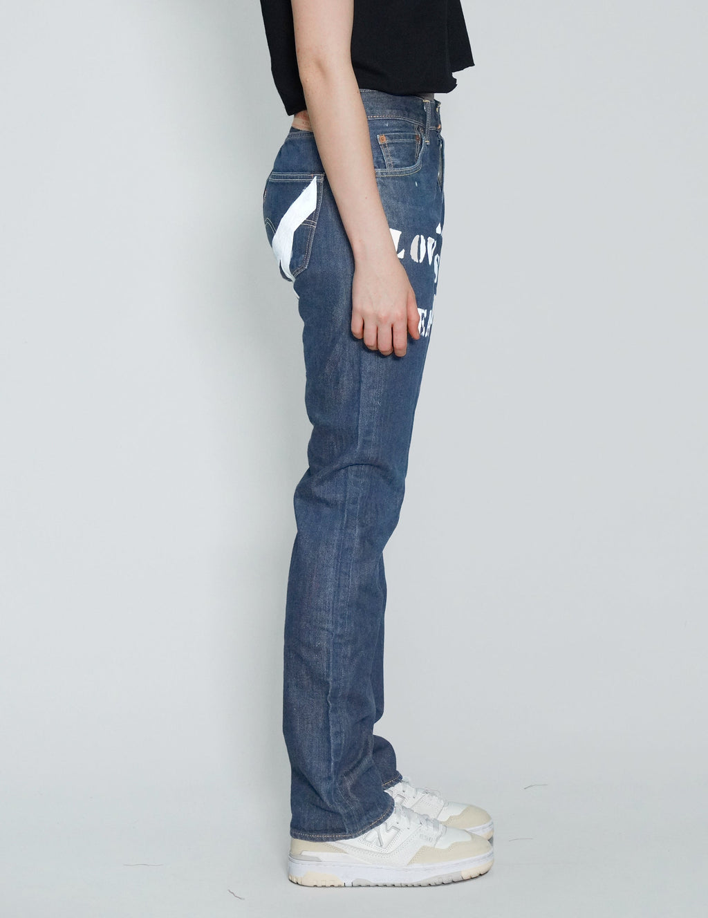 'Love Will Tear Us Apart' Jeans in Blue