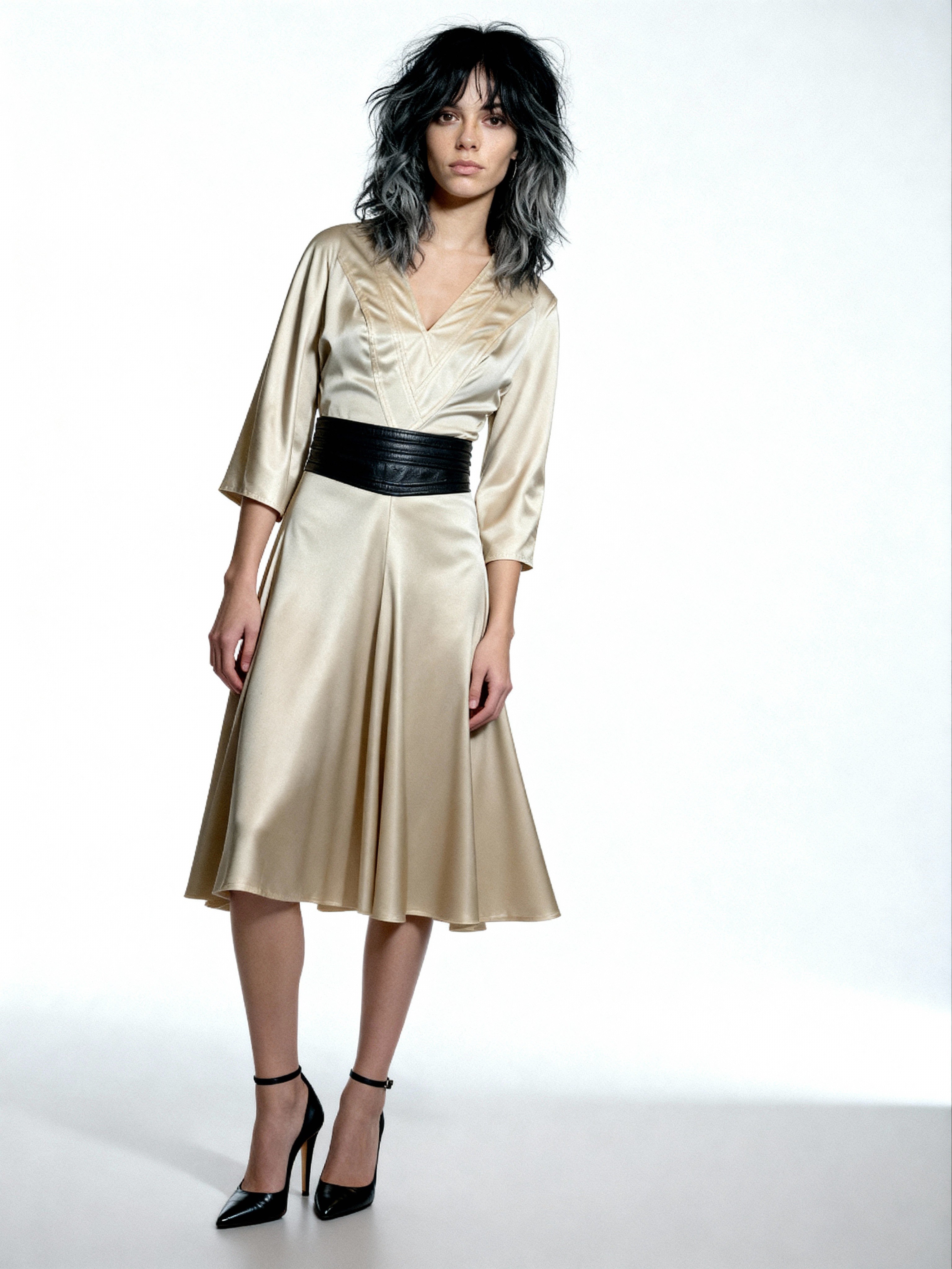 Original 1970's Vintage Gold Disco Dress by Frank Usher UK 10 - 12