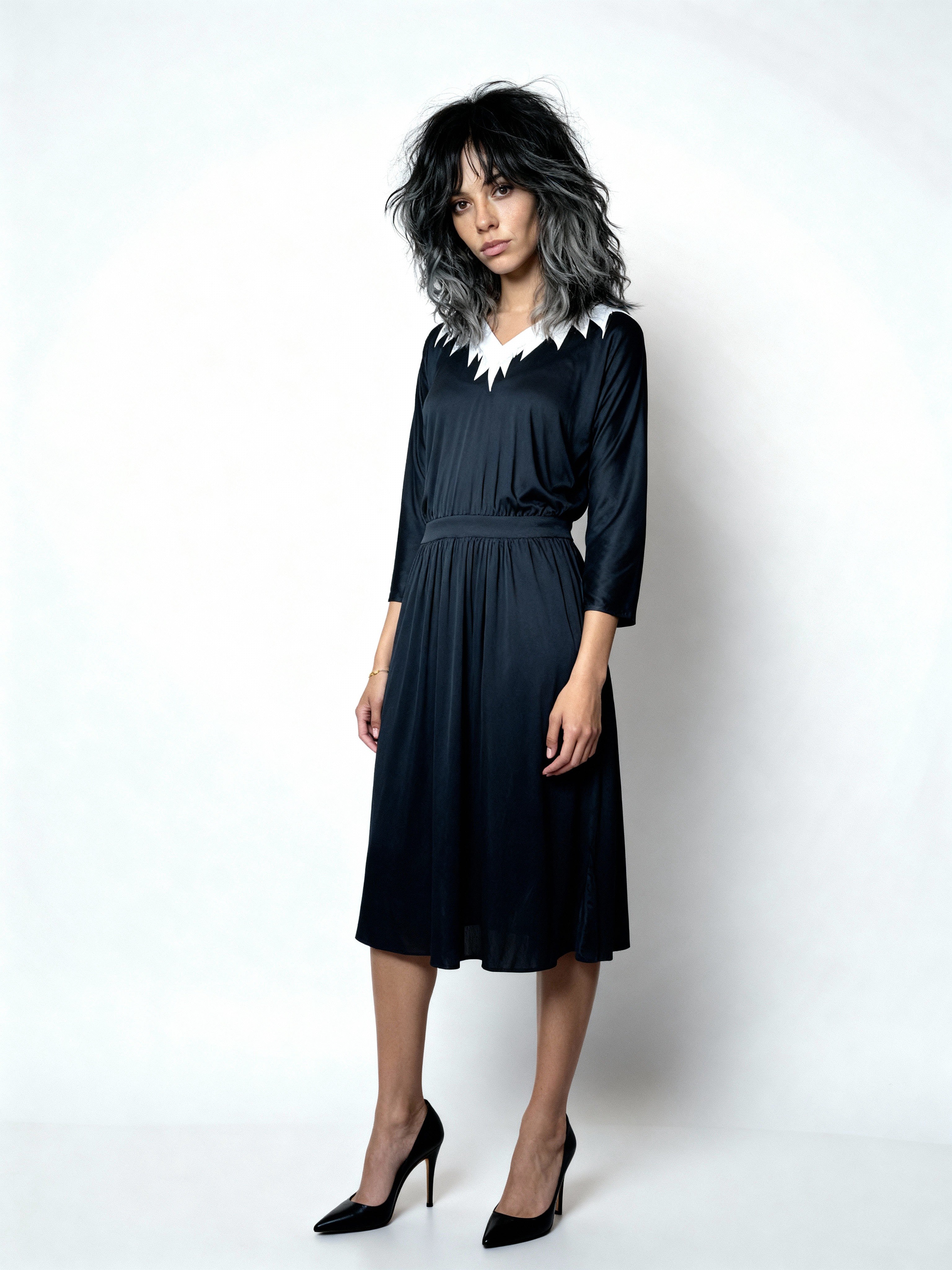 Original 1970's Radley Black & White Dress UK 12 -14