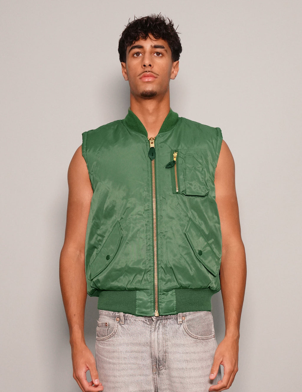 'Saint' Bomber Gilet in Green