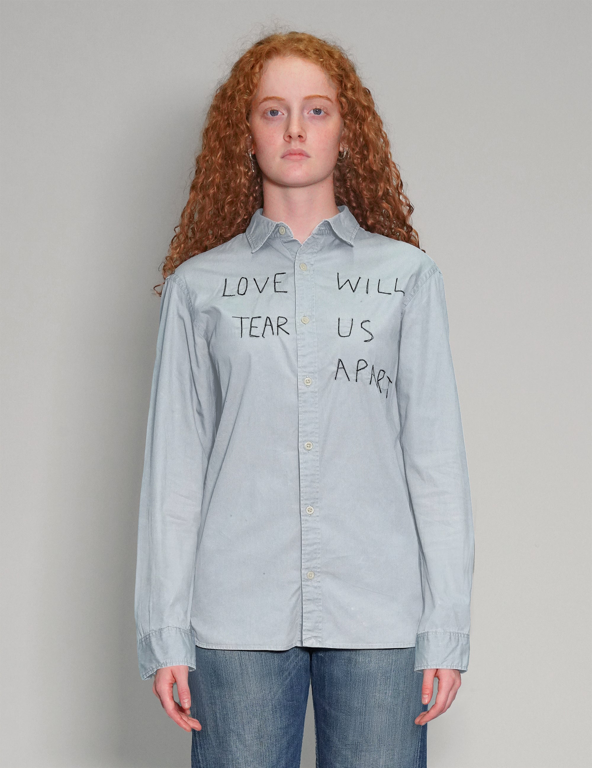 'Love Will Tear Us Apart' Light Blue Shirt