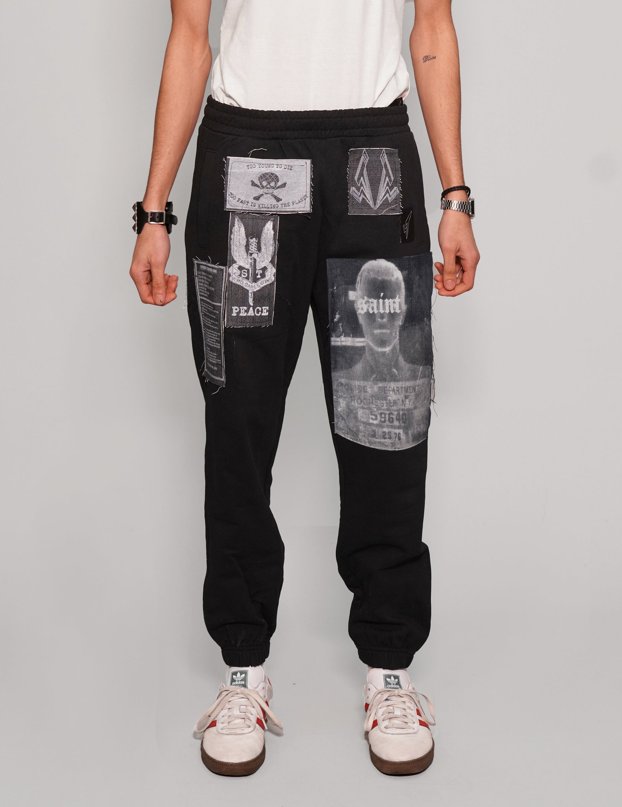 Multi-Patch Jogger Pants in Black