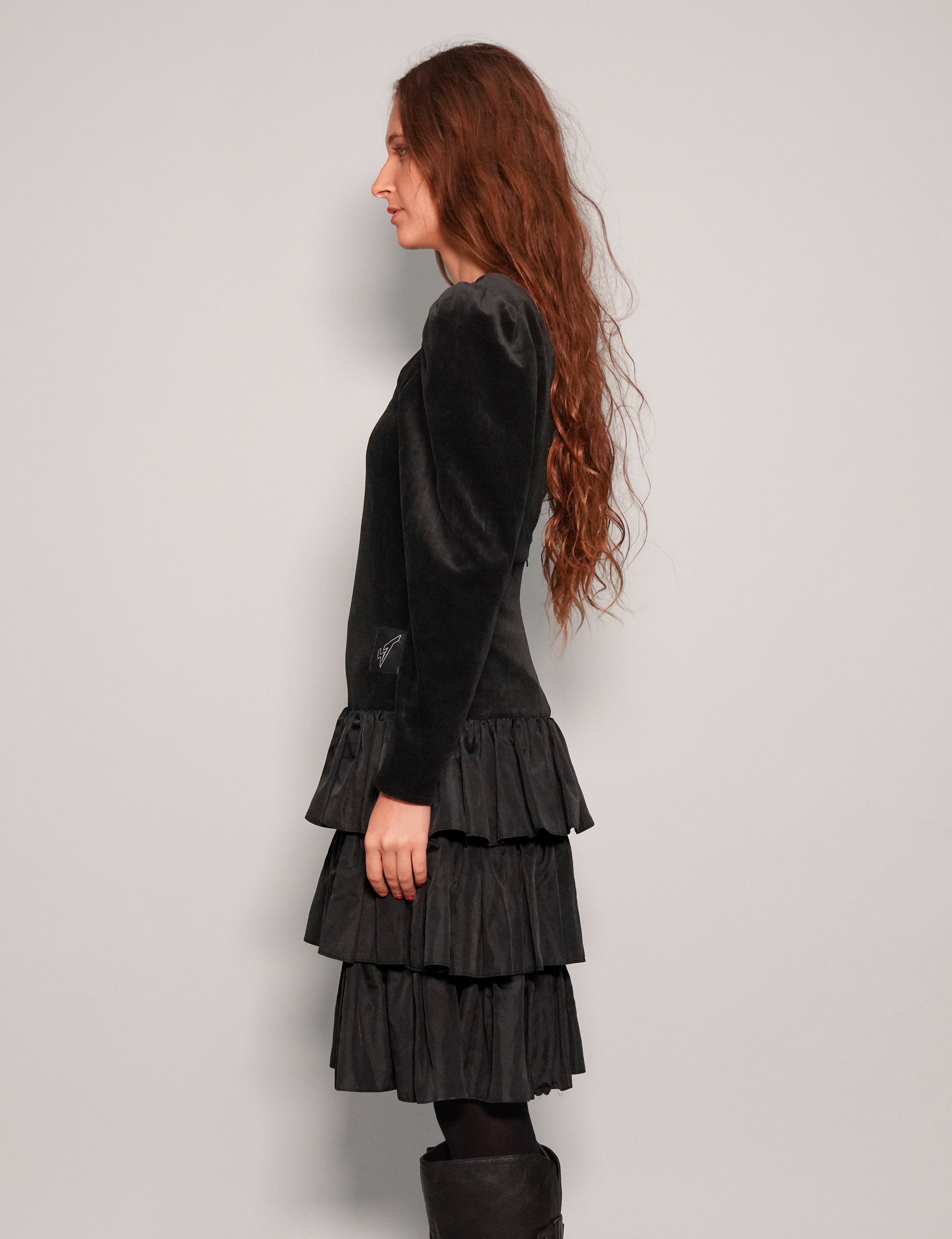 Vintage Dusk Black Velvet Dress
