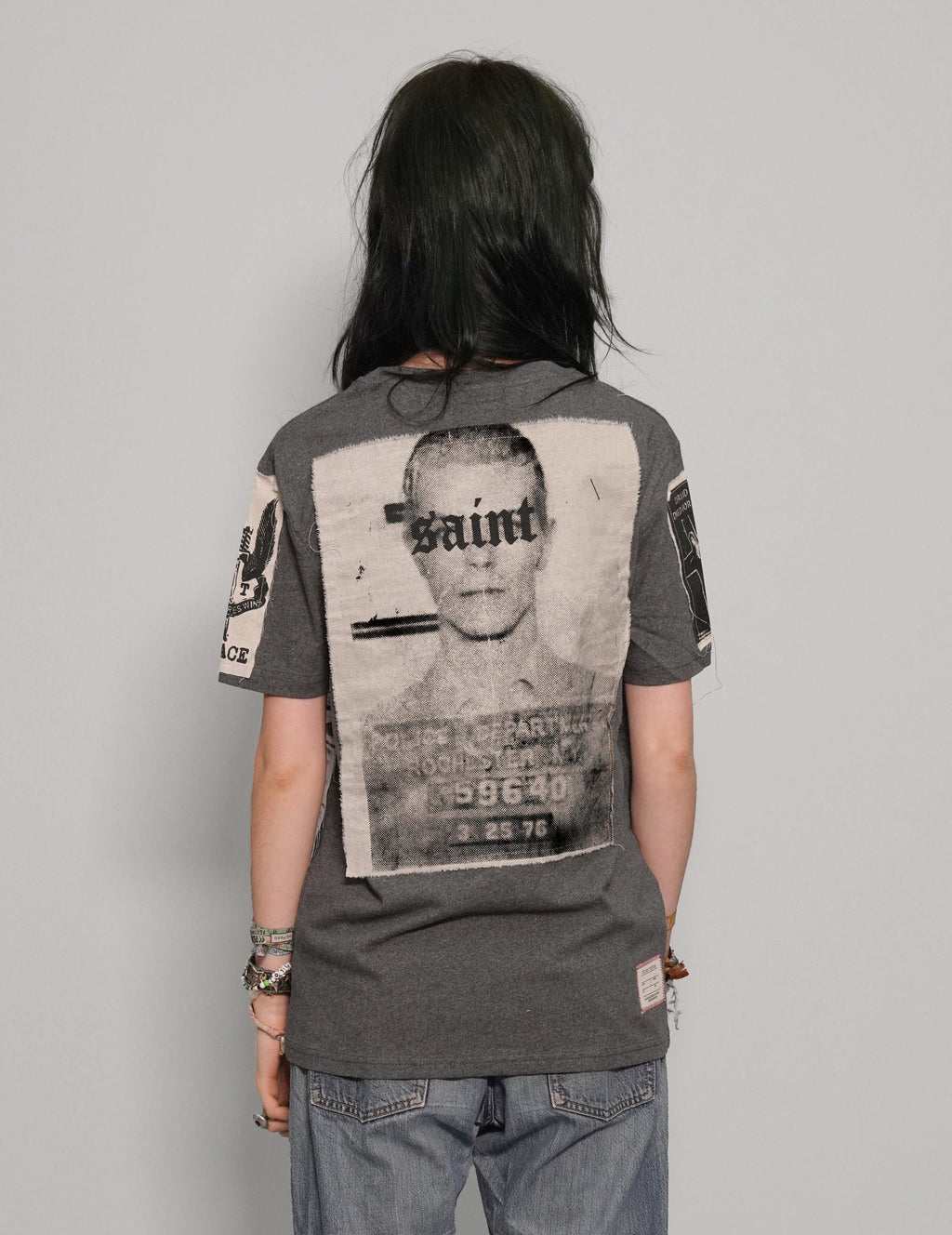 'Saint' Multipatch T-Shirt in Grey