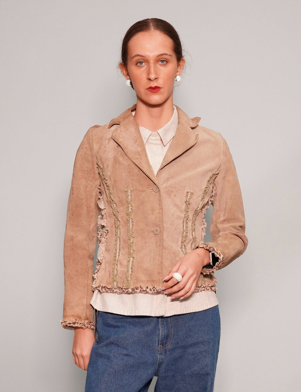 Vintage Frilled Suede Jacket