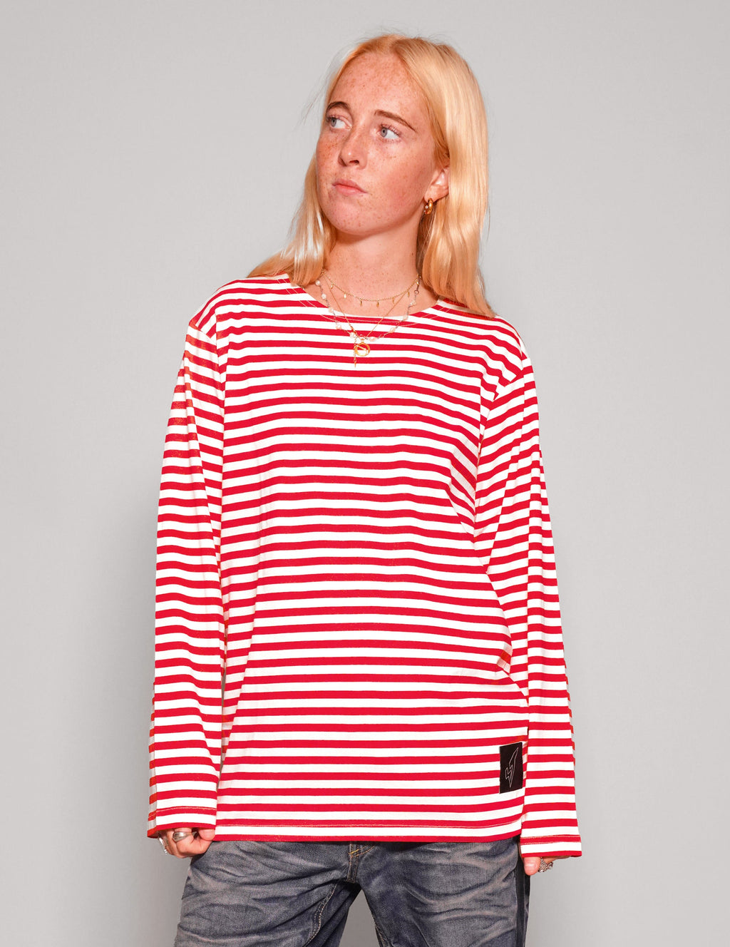 Vintage Naval Long Sleeve T-Shirt in Red Stripe