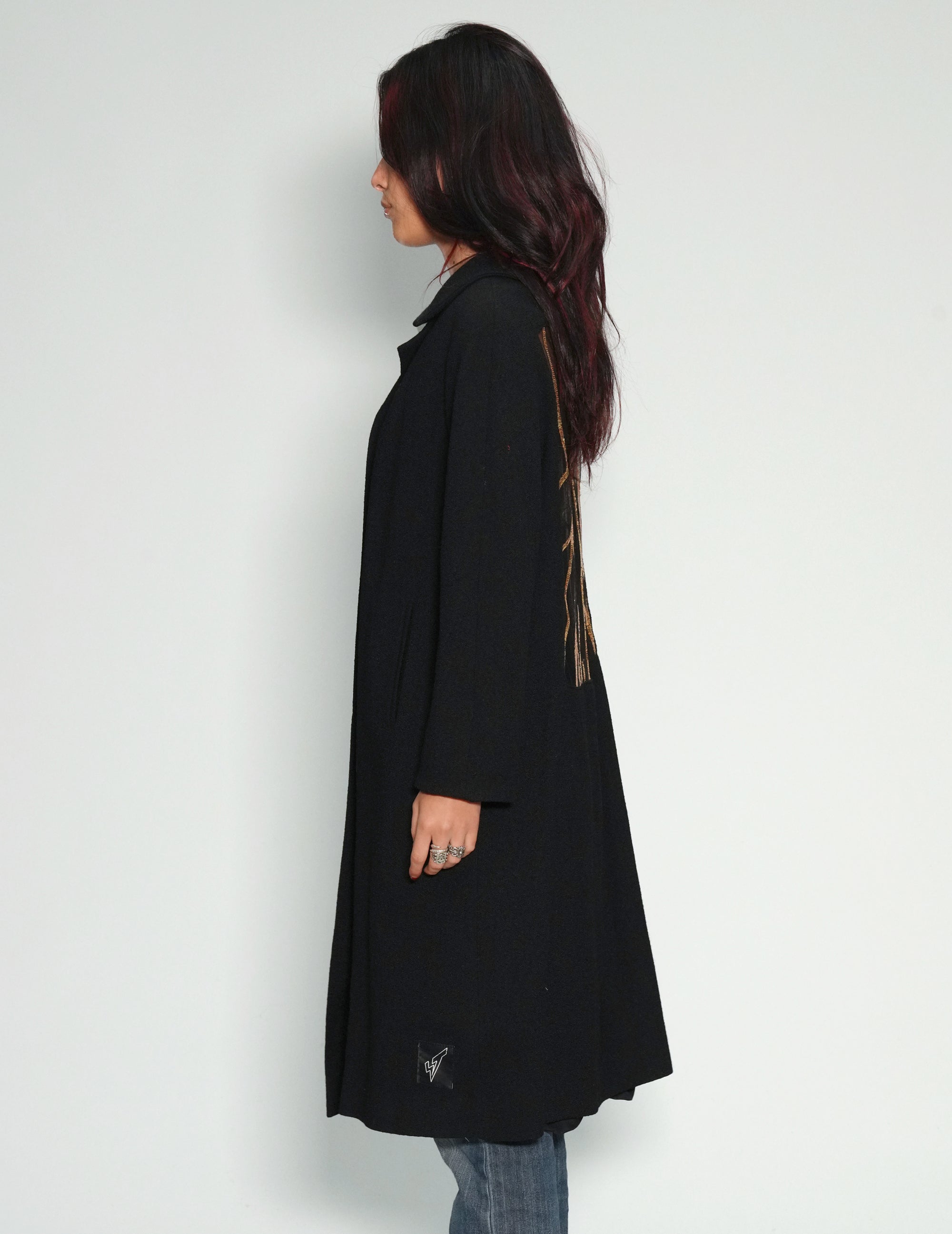 Party Back Coat - Gold Sequin - Black