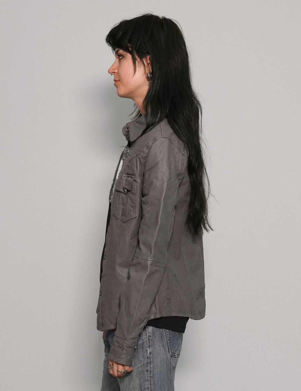 Immortal Leather Jacket in Grey