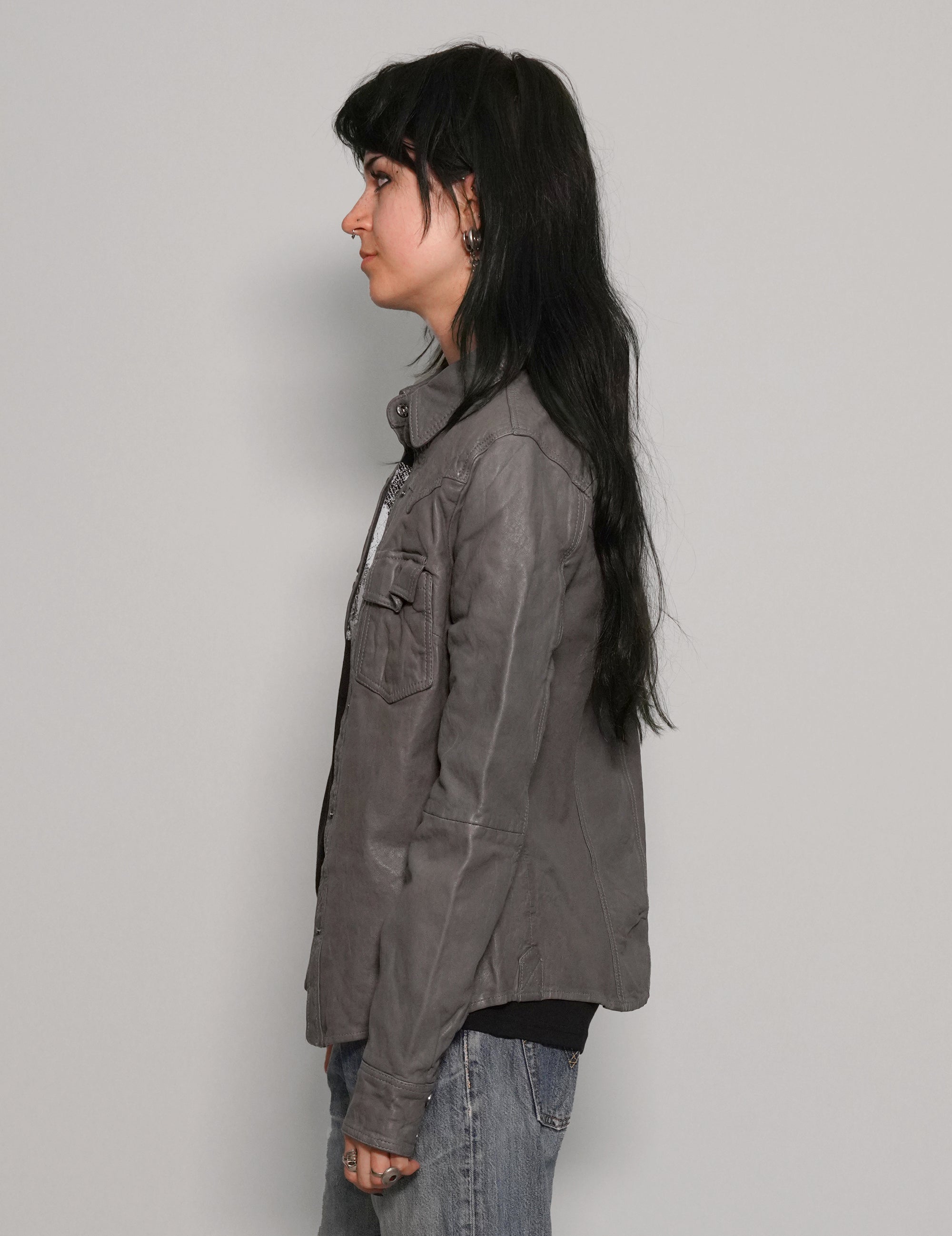 Immortal Leather Jacket in Grey