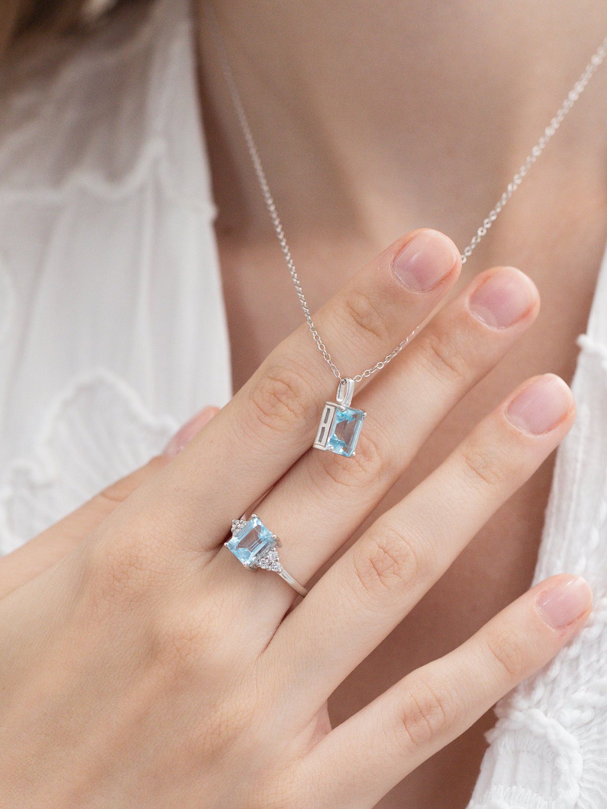 Blue Topaz Emerald Cut Ring in Sterling Silver