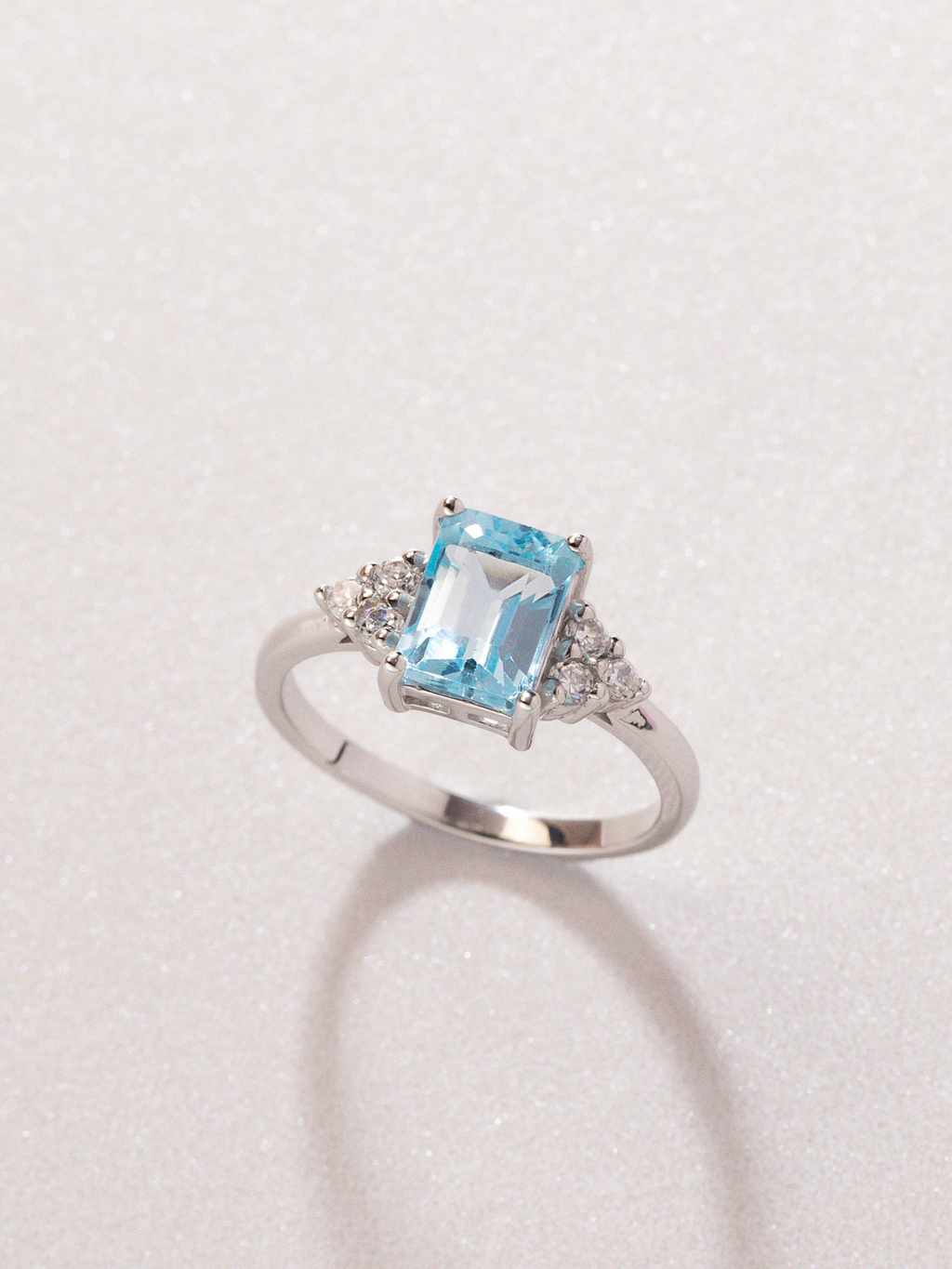 Blue Topaz Emerald Cut Ring in Sterling Silver