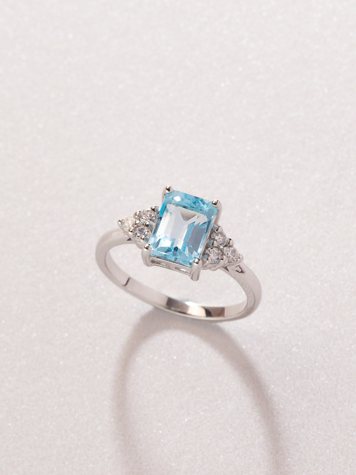 Blue Topaz Emerald Cut Ring in Sterling Silver
