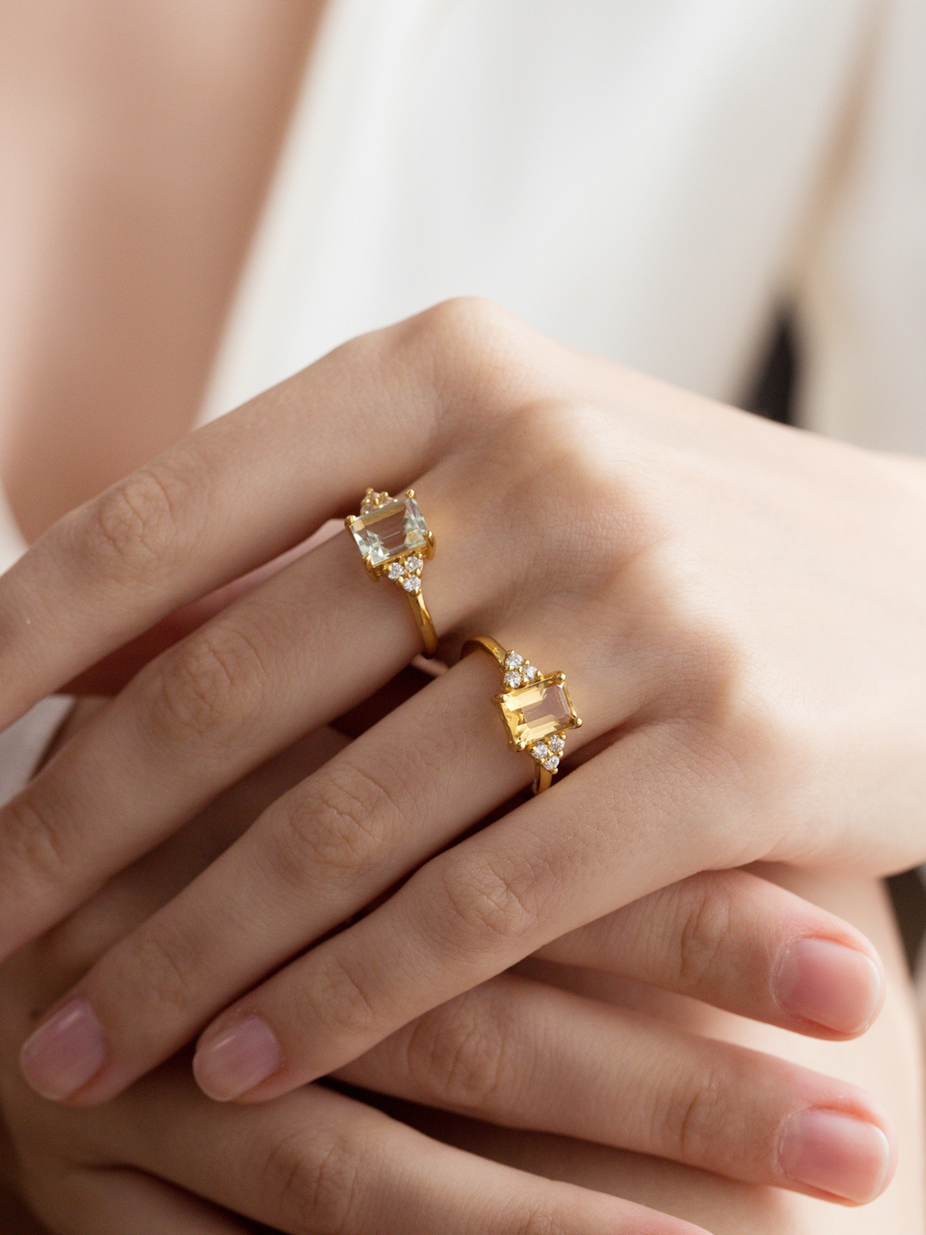 Citrine Emerald Cut Ring in 18k Gold Vermeil