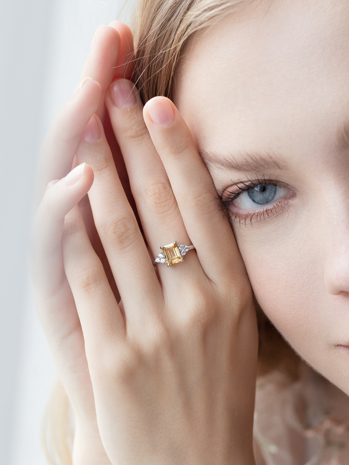 Citrine Emerald Cut Ring in Sterling Silver