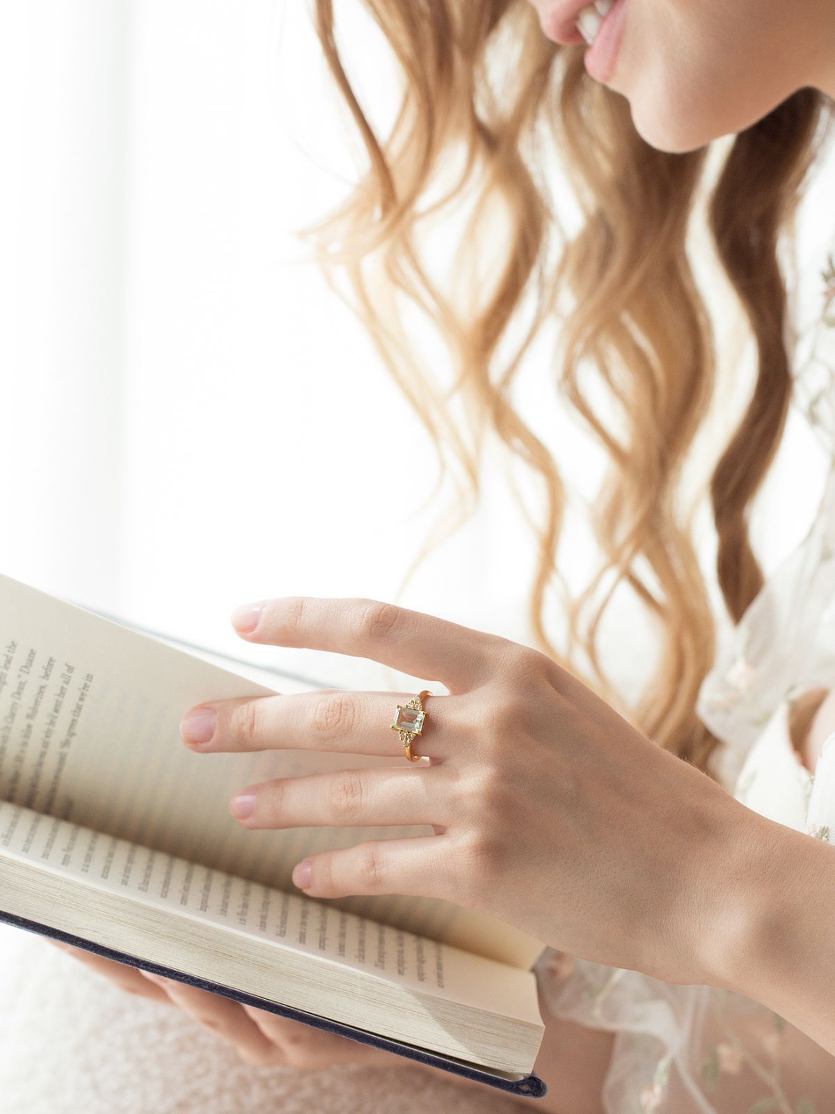 Green Amethyst Emerald Cut Ring in 18k Gold Vermeil