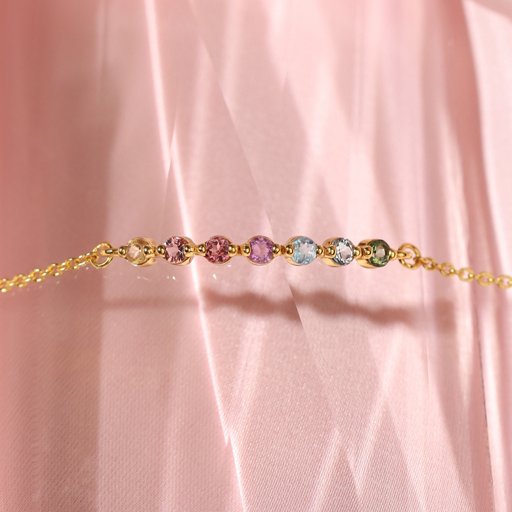 Pastel Rainbow Gemstone Bracelet in 18k Gold Vermeil