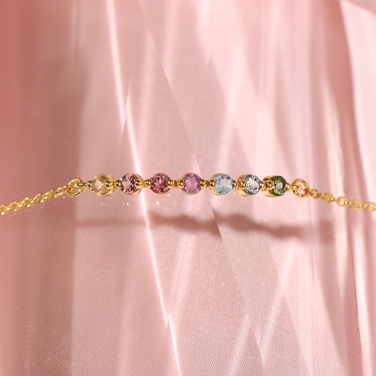 Pastel Rainbow Gemstone Bracelet in 18k Gold Vermeil
