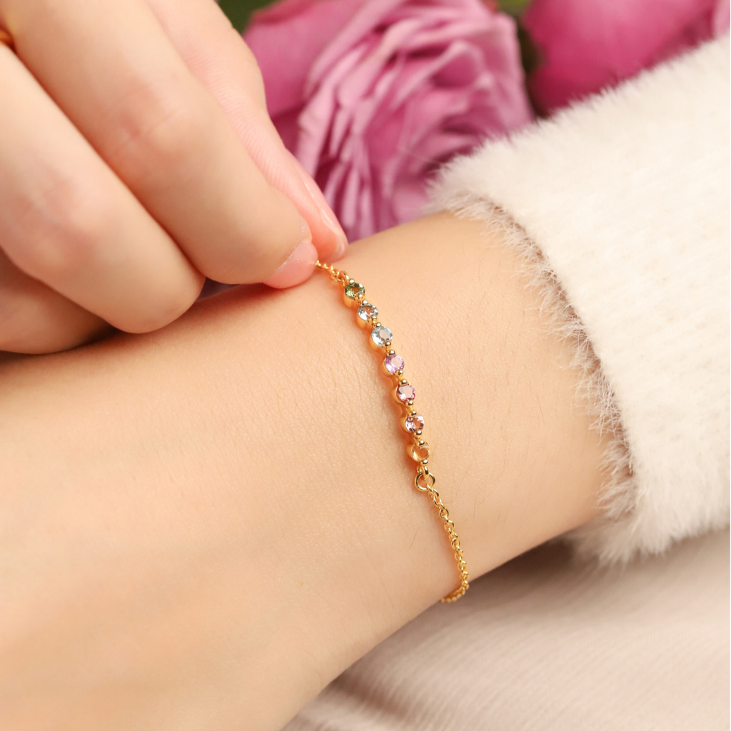 Pastel Rainbow Gemstone Bracelet in 18k Gold Vermeil