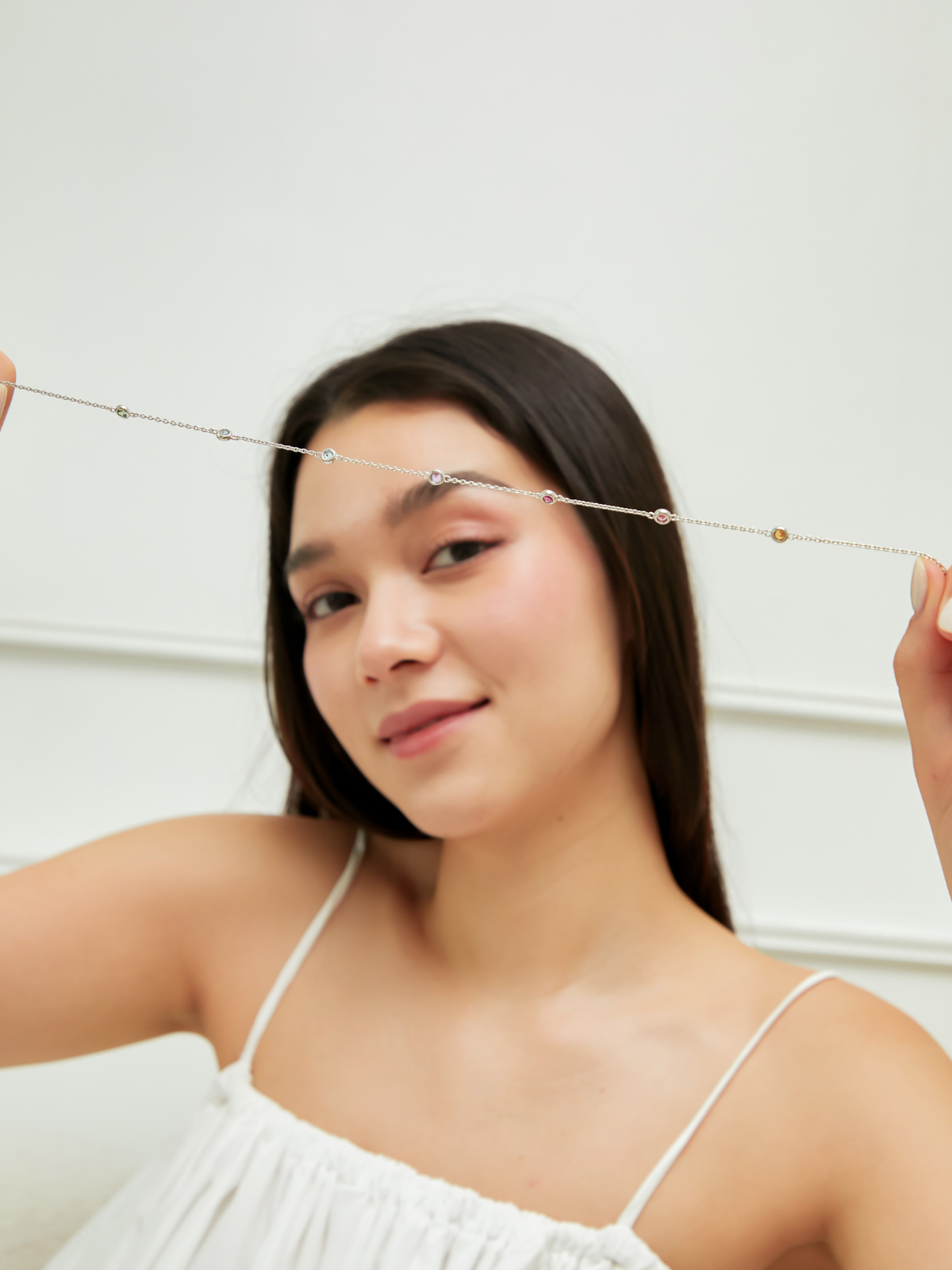 Rainbow Gemstone Necklace in 18k Gold Vermeil