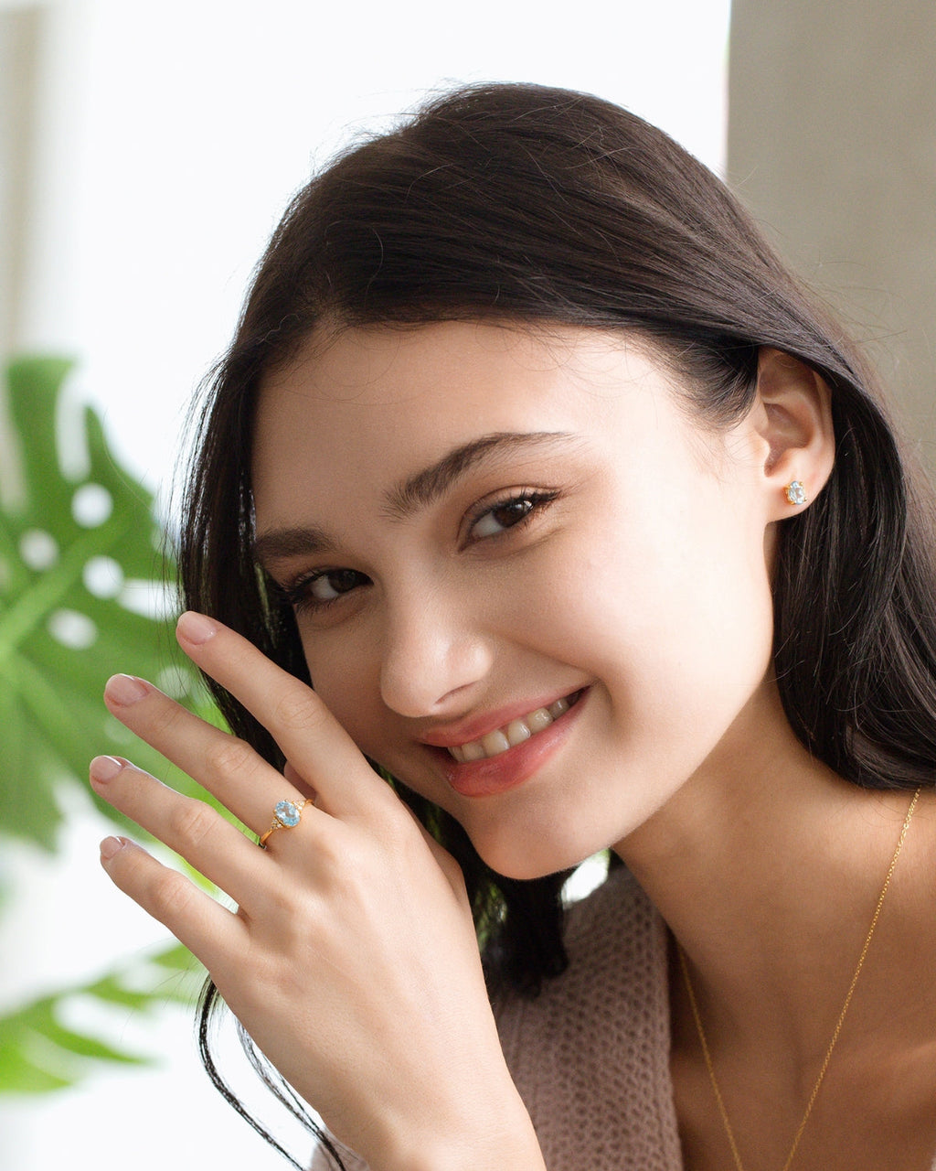 Blue Topaz Oval Stud Earrings in 18k Gold Vermeil