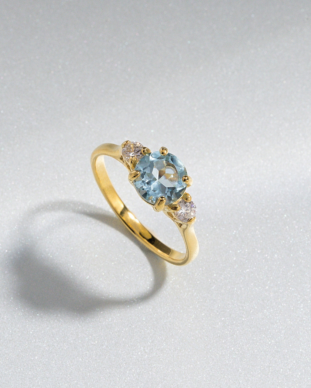 Blue Topaz Three Stone Ring in 18k Gold Vermeil