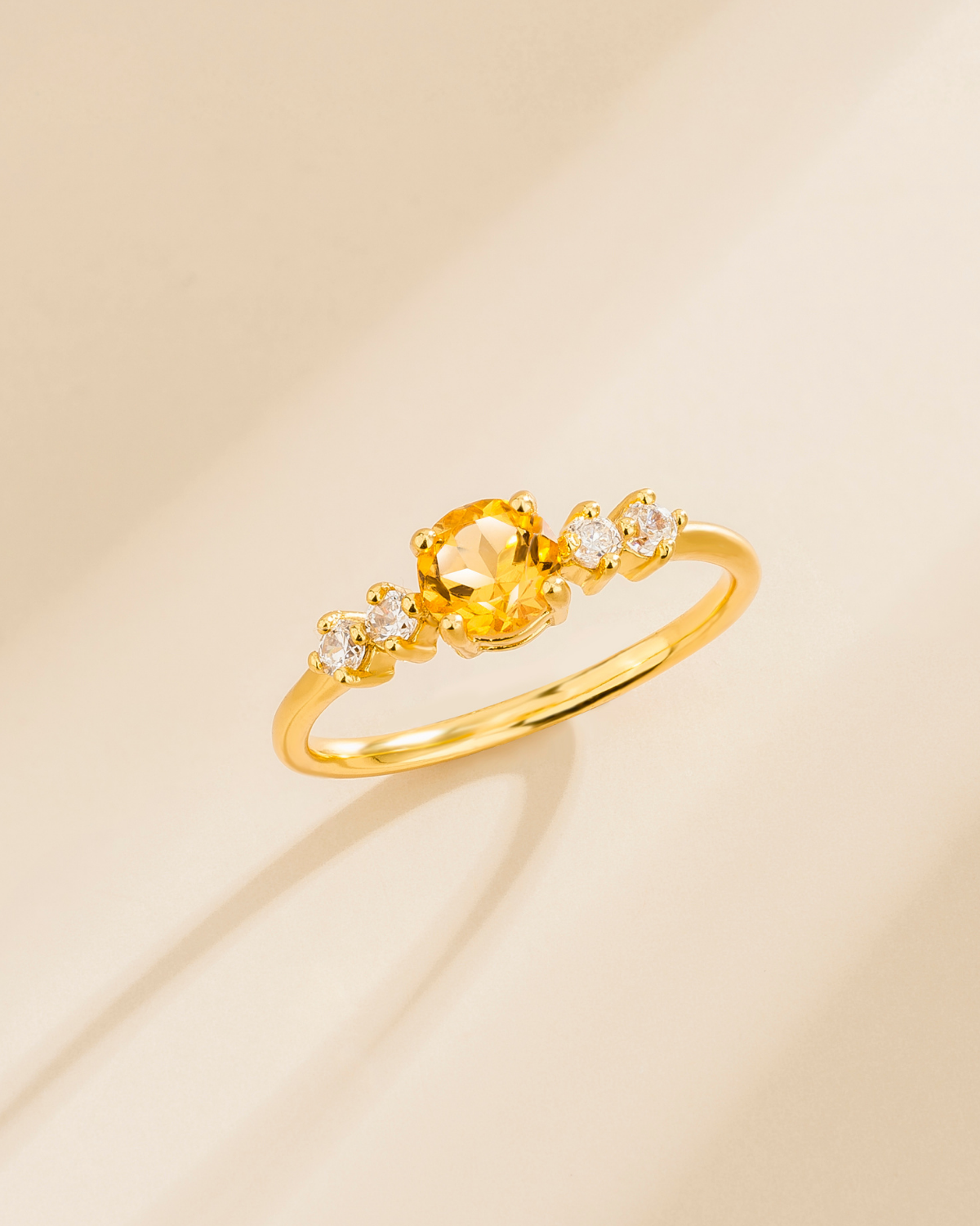 Citrine Five Stone Ring in 18k Gold Vermeil