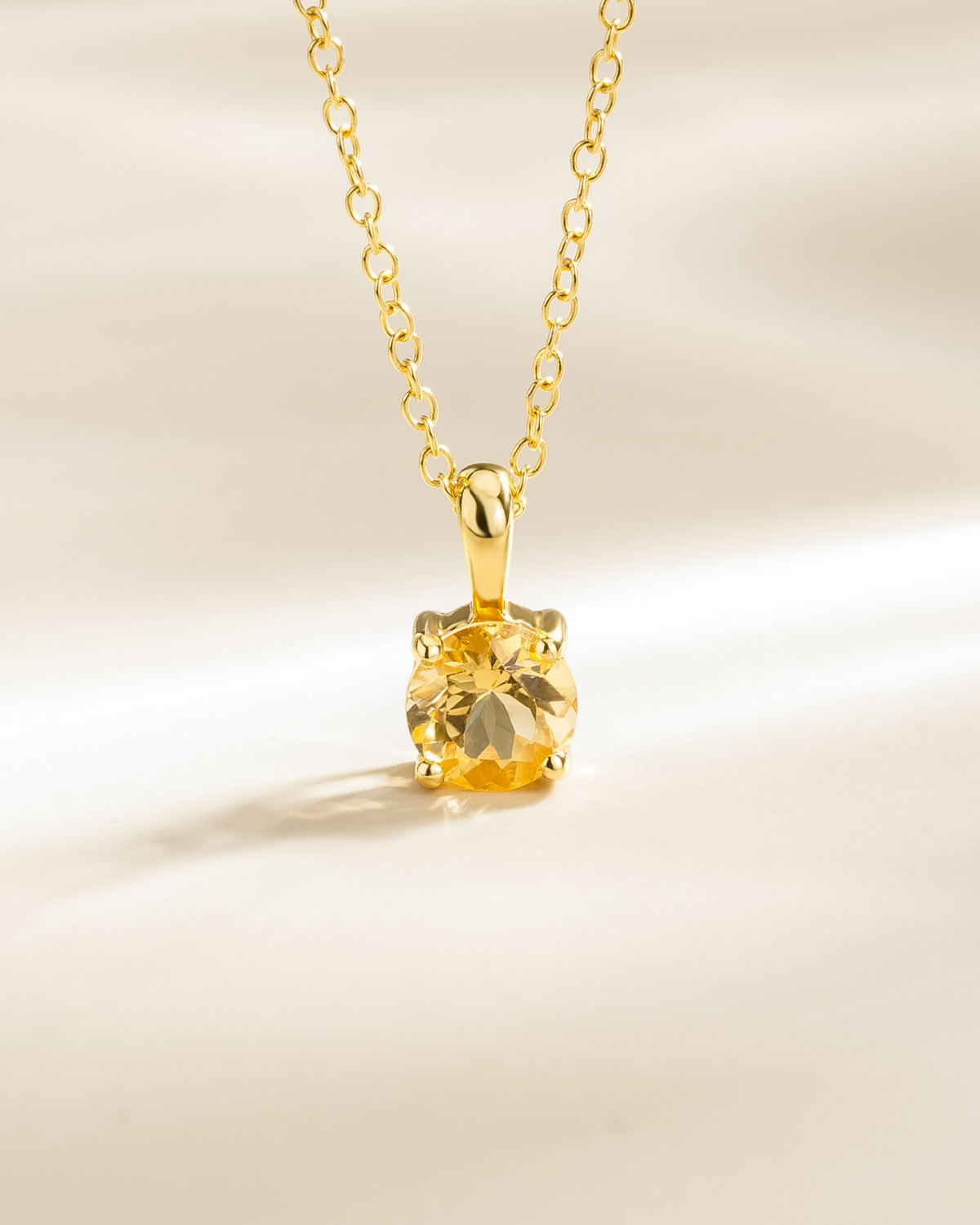Citrine Solitaire Pendant Necklace in 18k Gold Vermeil